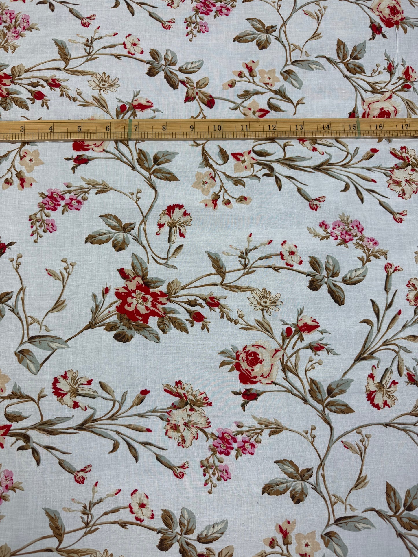 Vintage Rose on Ivory Viscose Dress Fabric | Sold by the Metre