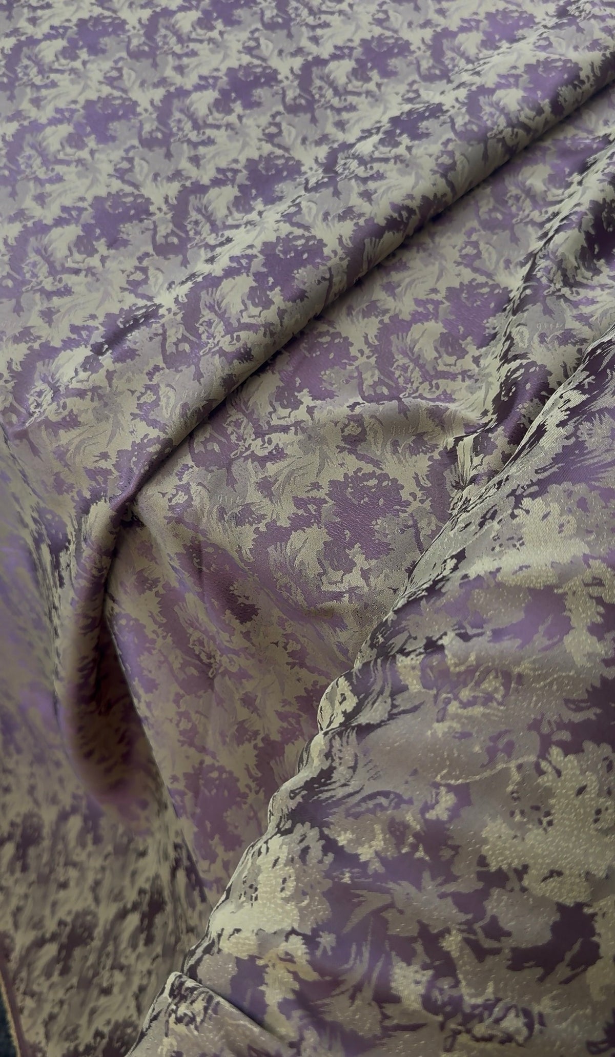 Purple & Olive Floral Jacquard Brocade Fabric | Sold by the Metre