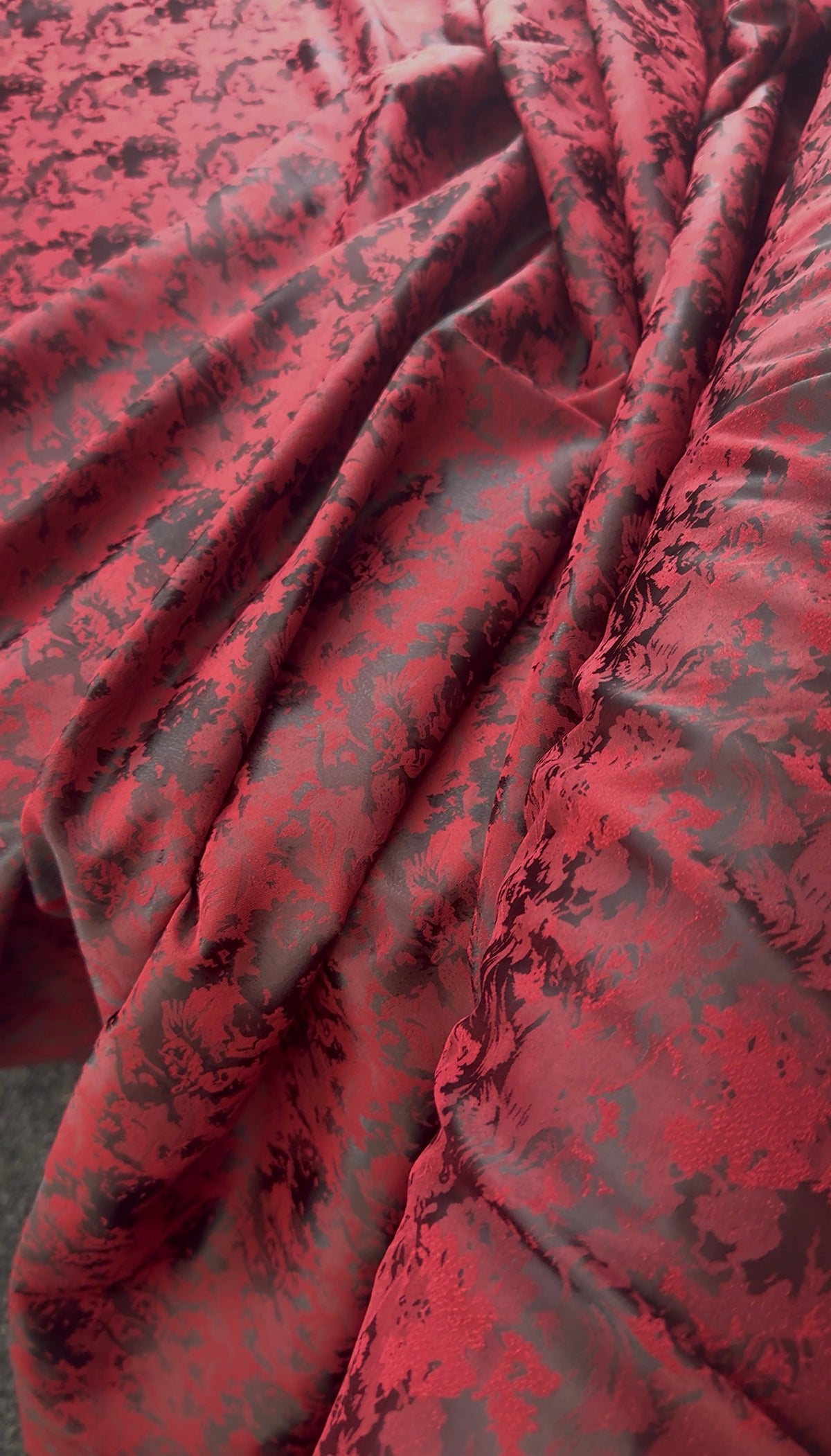 Red Floral Jacquard Brocade Fabric | Sold by the Metre