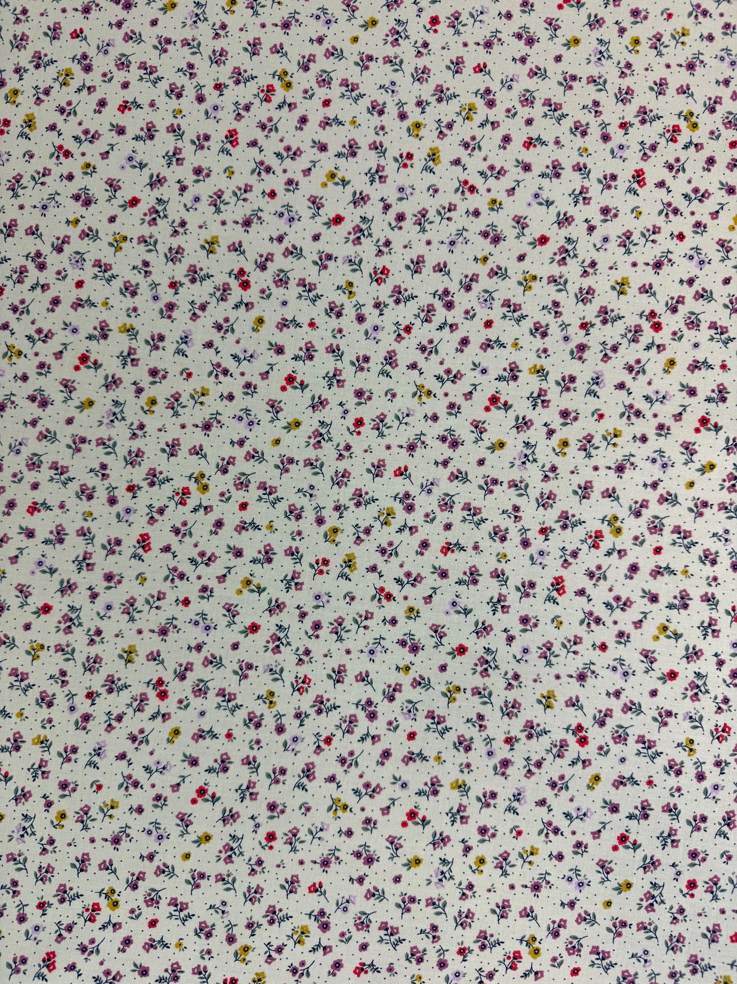 Red & Blue Rose Ditsy Viscose Dress Fabric | Sold by the Metre