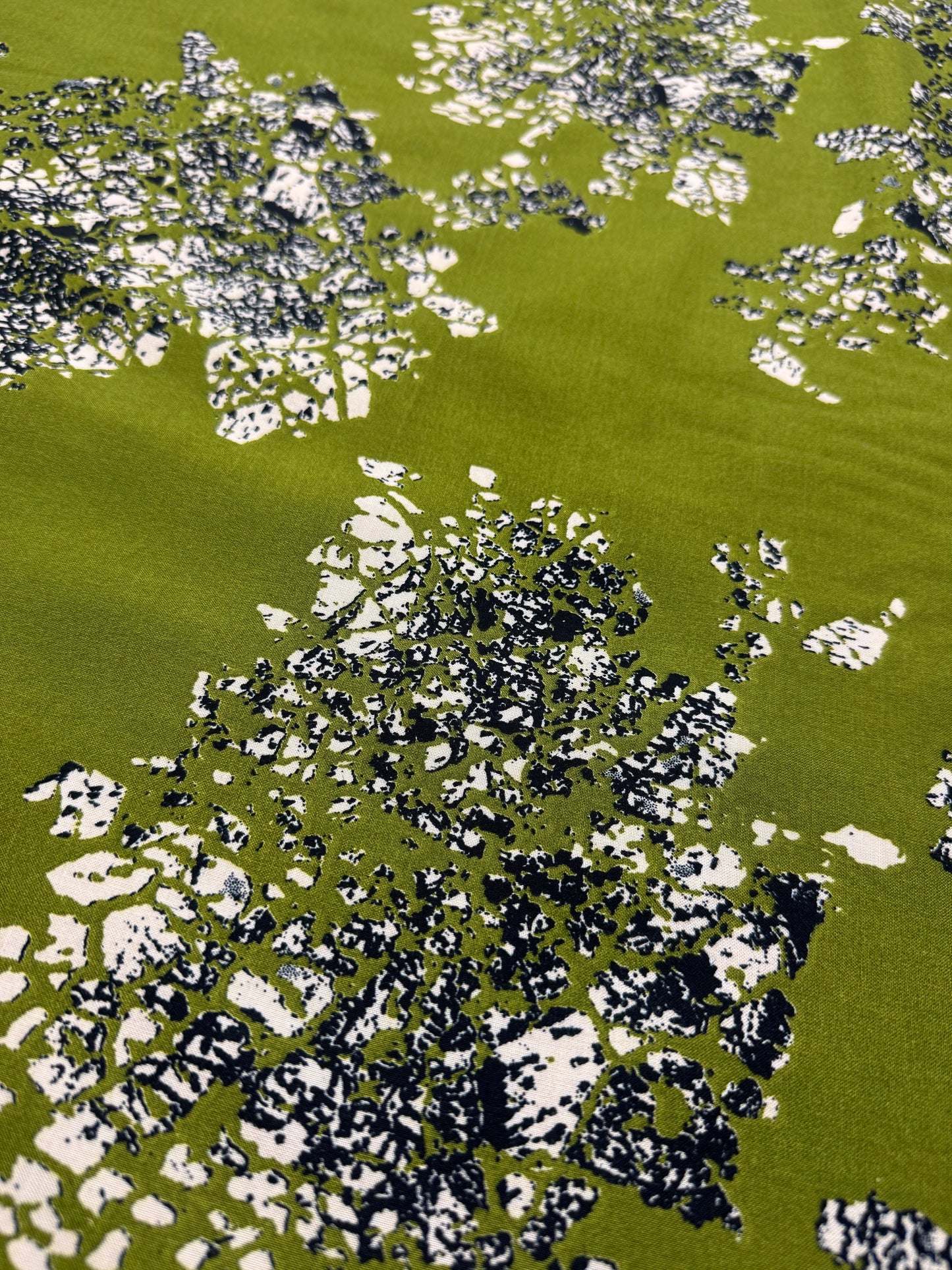Olive Abstract Floral Viscose Dress Fabric | Sold by the Metre