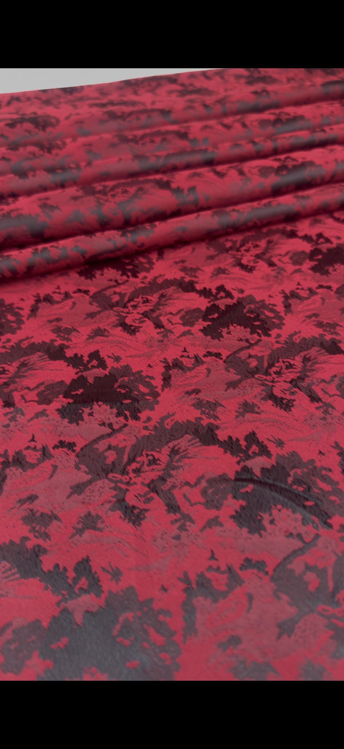 Red Floral Jacquard Brocade Fabric | Sold by the Metre