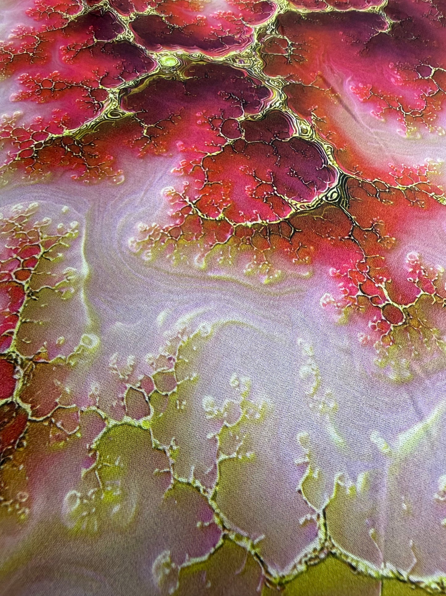 Magenta Marble Abstract Polyester Dress Fabric | Sold by the Metre