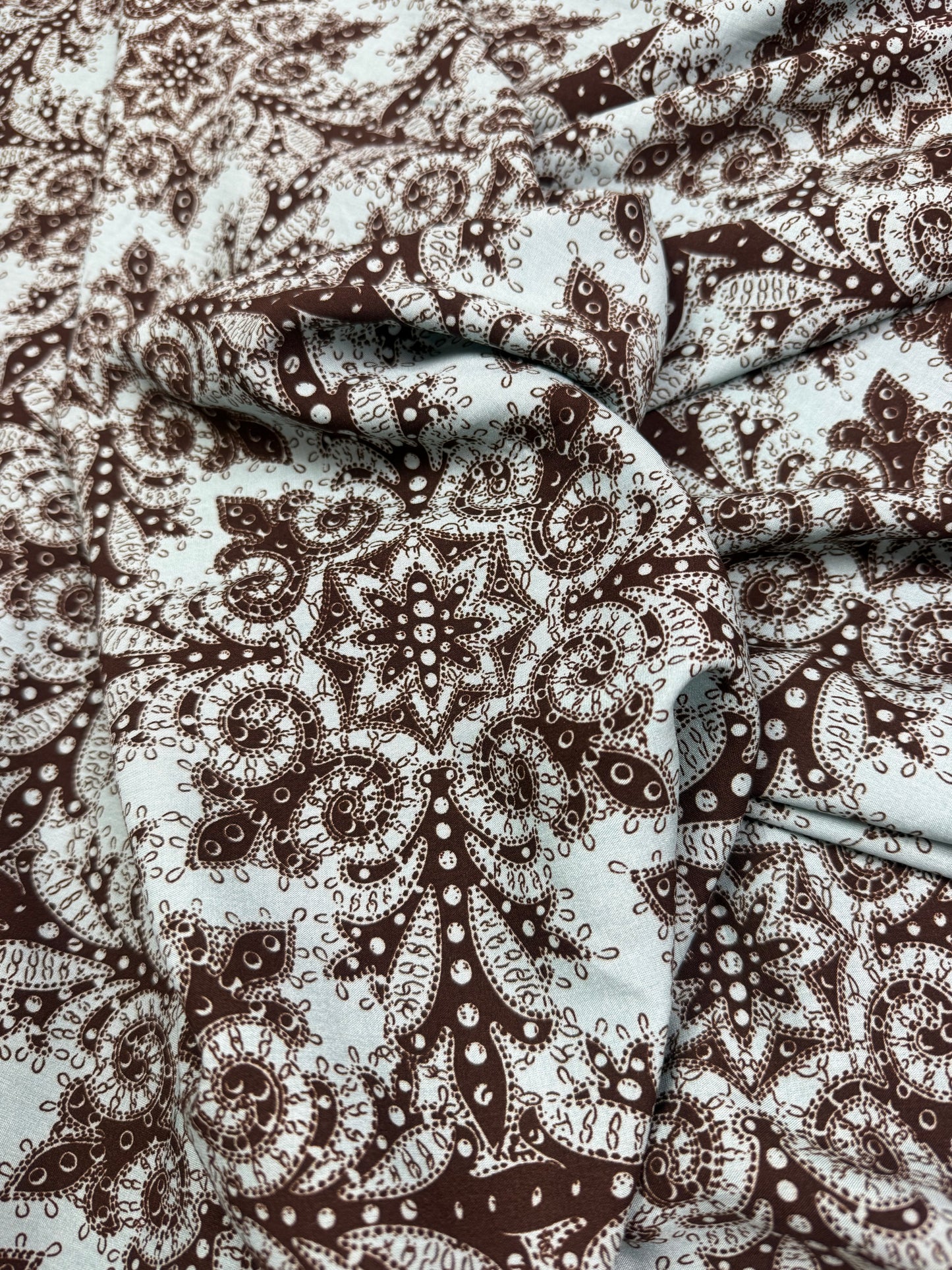 Brown Paisley Bandana Viscose Dress Fabric | Sold by the Metre