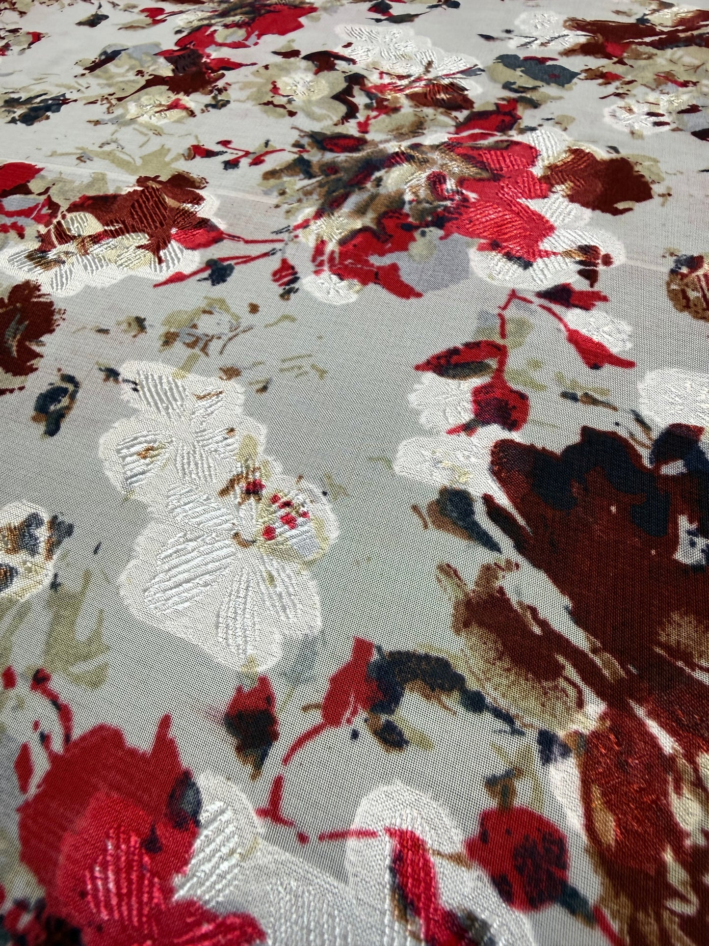 Burgundy Watercolour Chiffon Lurex Chiffon Fabric | Sold by the Metre