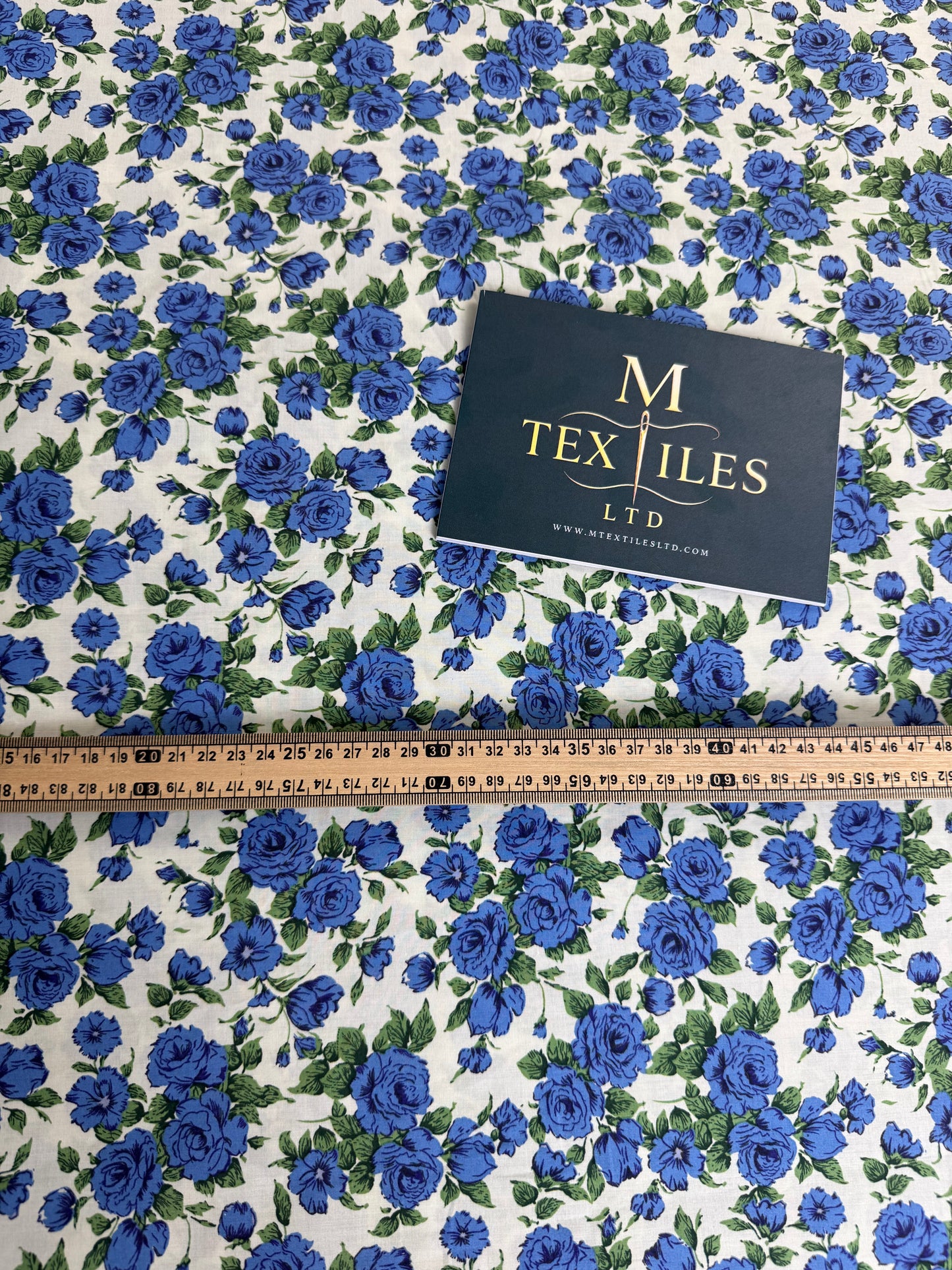 Red & Blue Rose Cotton Dress Fabric |  Sold by the Metre | 2 Colours Available