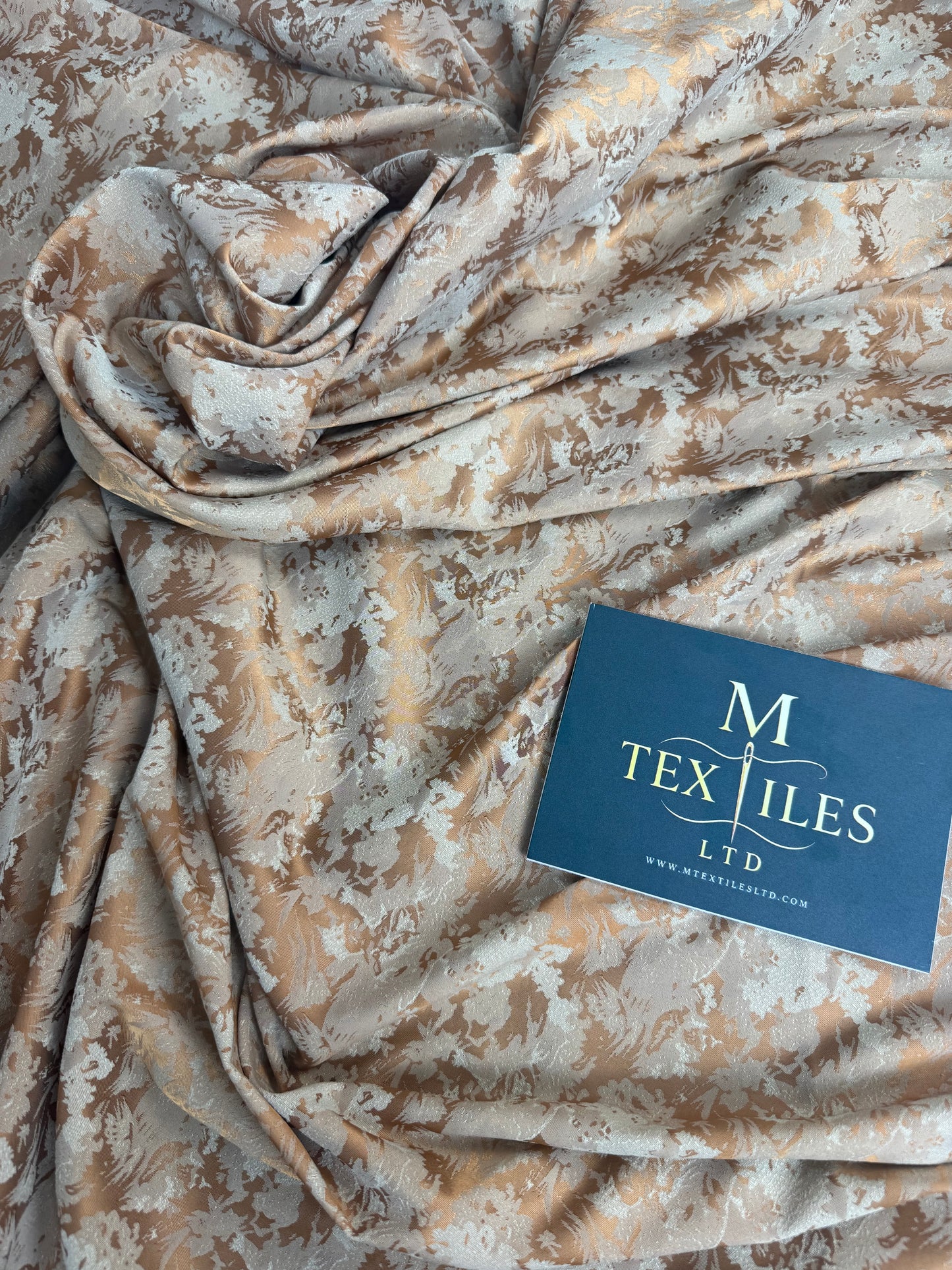Gold & Cream Floral Jacquard Brocade Fabric | Sold by the Metre