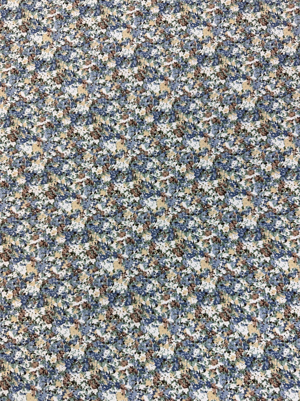 Blue & Beige Confetti Floral Polyester Dress Fabric | Sold by the Metre