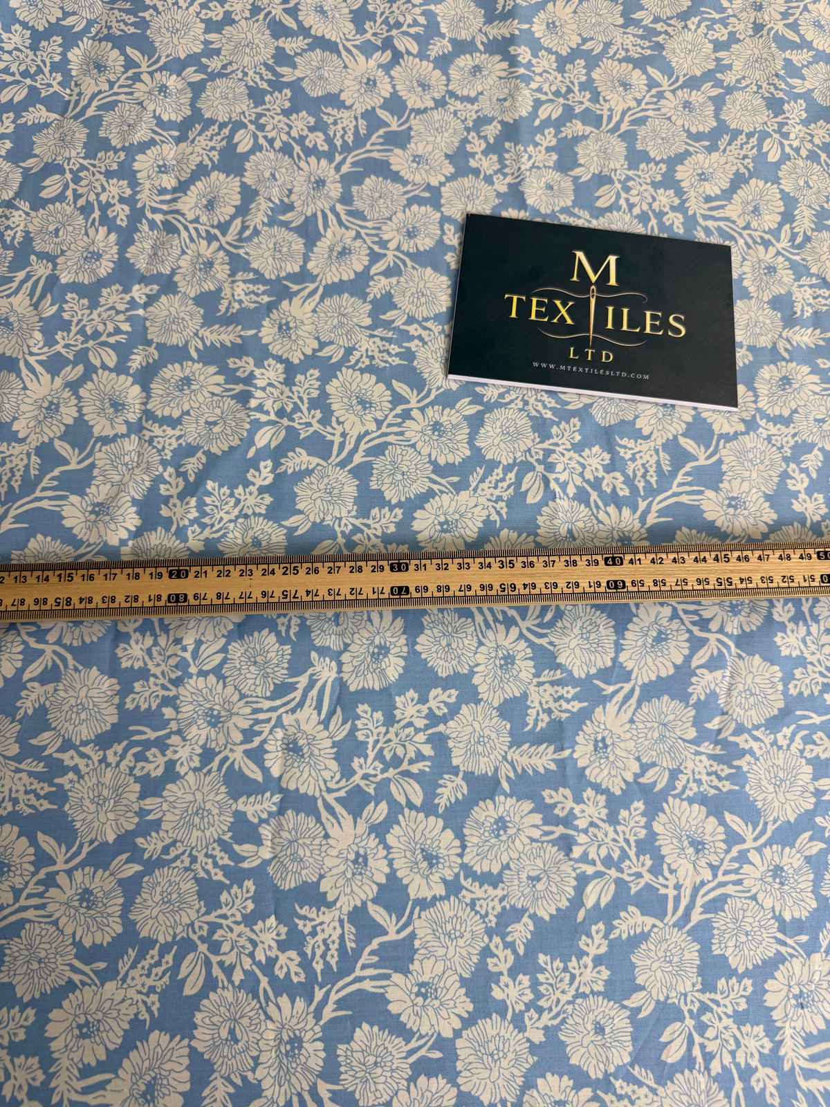 Cornflower & Cream Trailing Floral Cotton Dress Fabric | Sold by the Metre