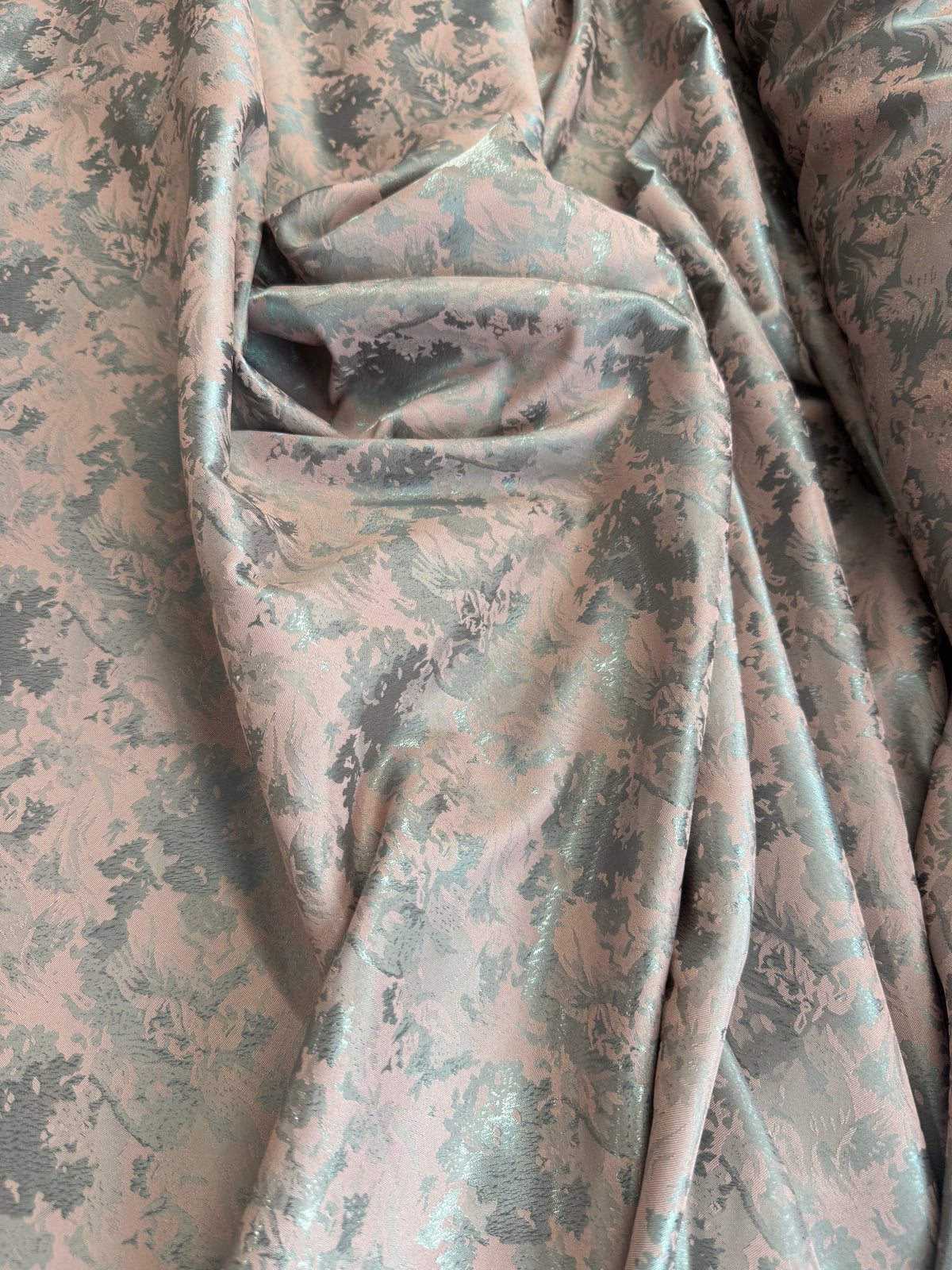 Dusty Pink Floral Jacquard Brocade Fabric | Sold by the Metre