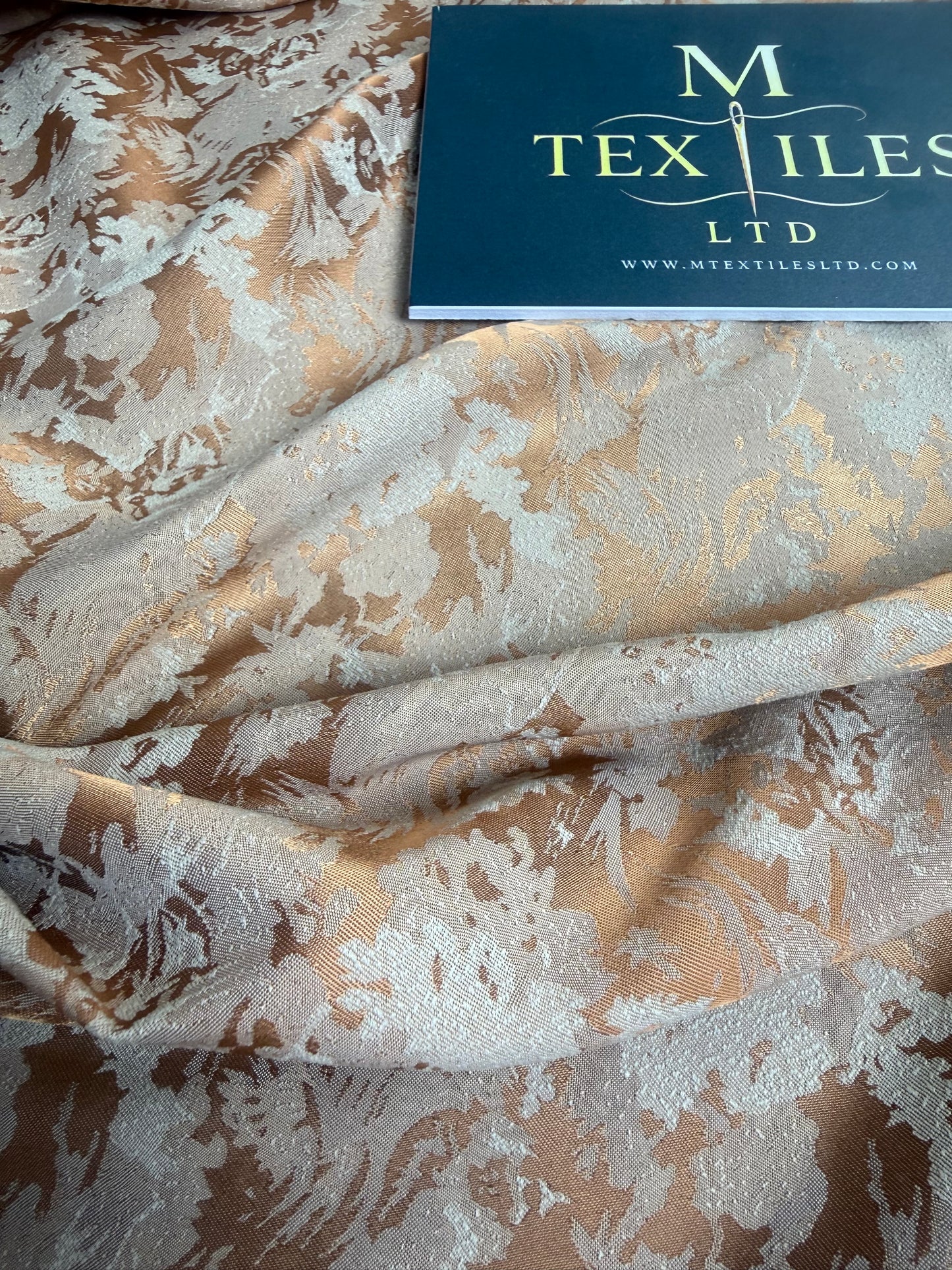 Gold & Cream Floral Jacquard Brocade Fabric | Sold by the Metre