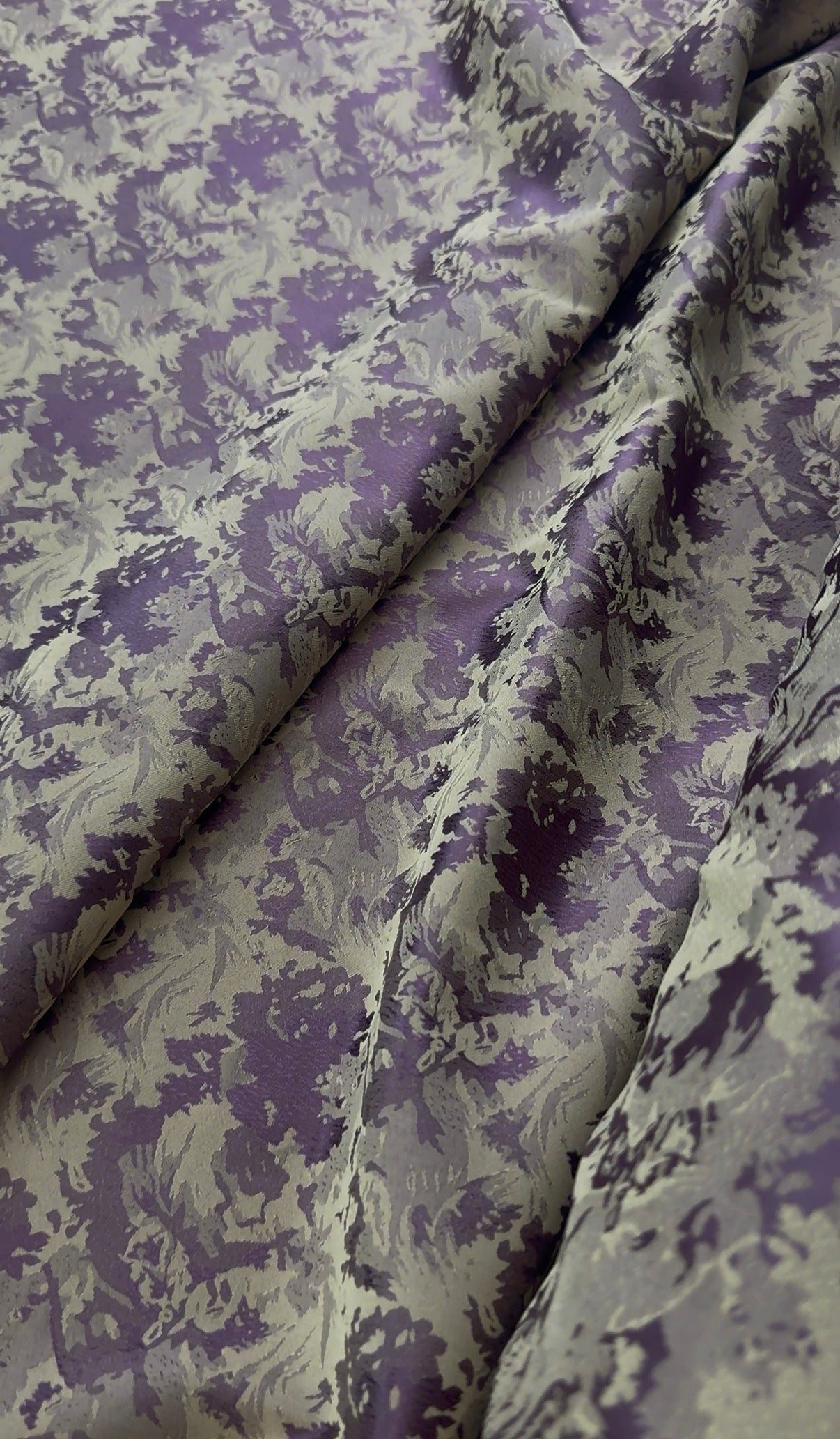 Purple & Olive Floral Jacquard Brocade Fabric | Sold by the Metre