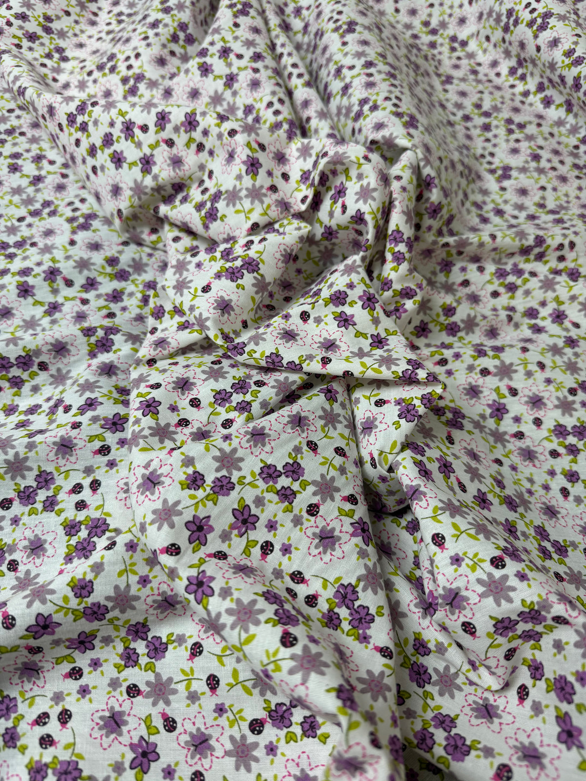 Lilac Ditsy Floral Cotton Dress Fabric | Sold by the Metre