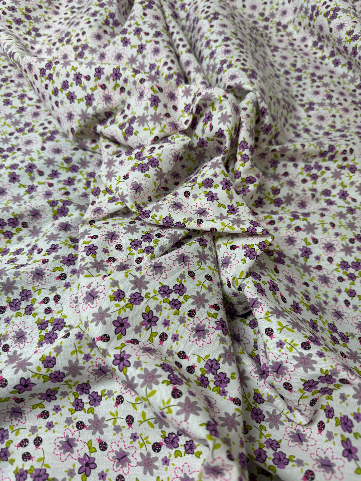 Lilac Ditsy Floral Cotton Dress Fabric | Sold by the Metre