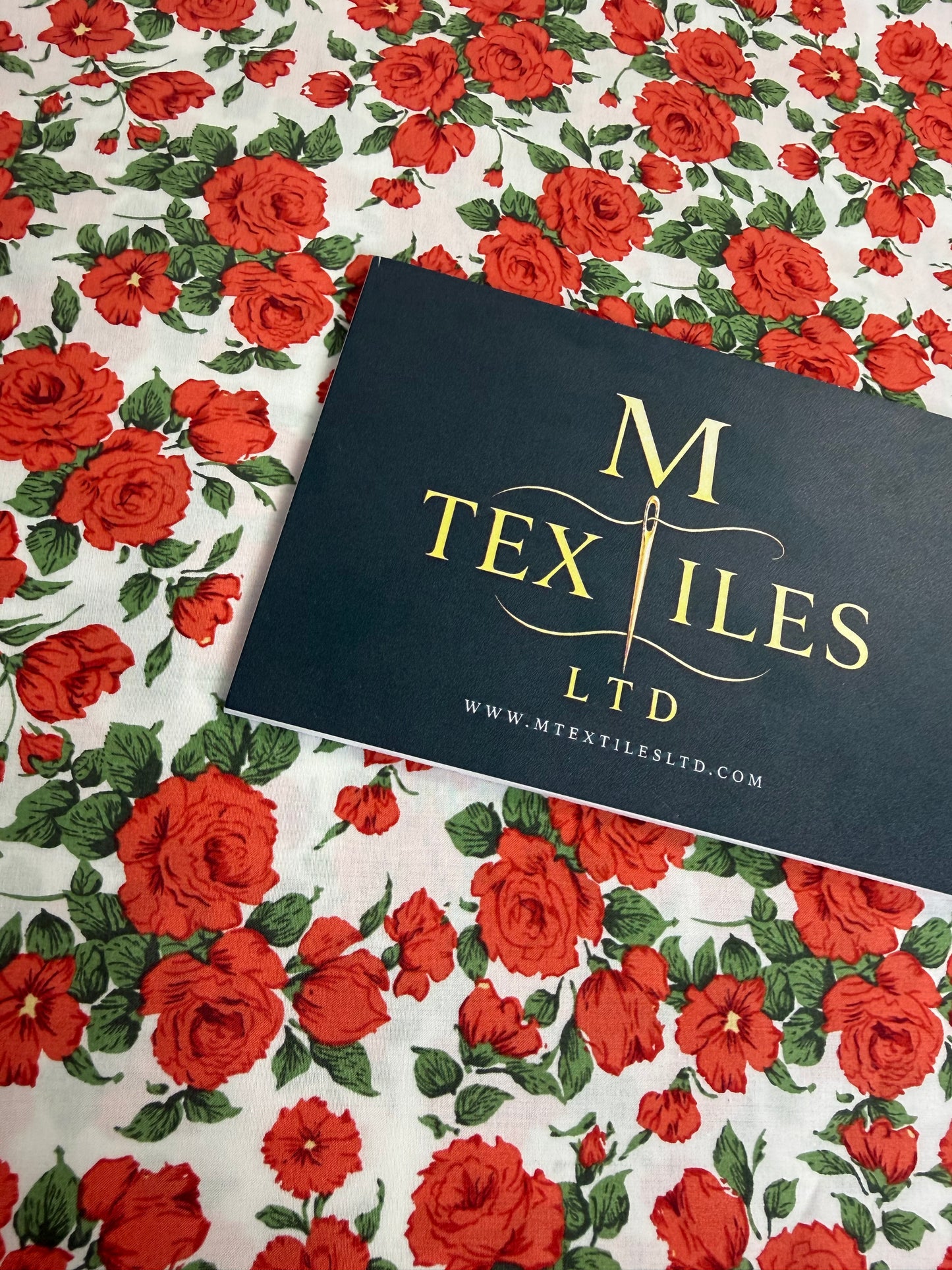 Red & Blue Rose Cotton Dress Fabric |  Sold by the Metre | 2 Colours Available