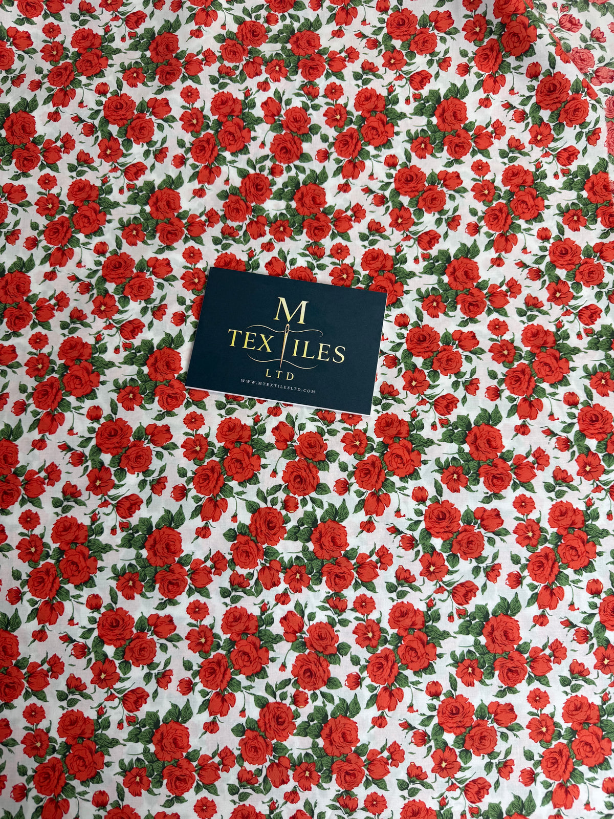 Red & Blue Rose Cotton Dress Fabric |  Sold by the Metre | 2 Colours Available