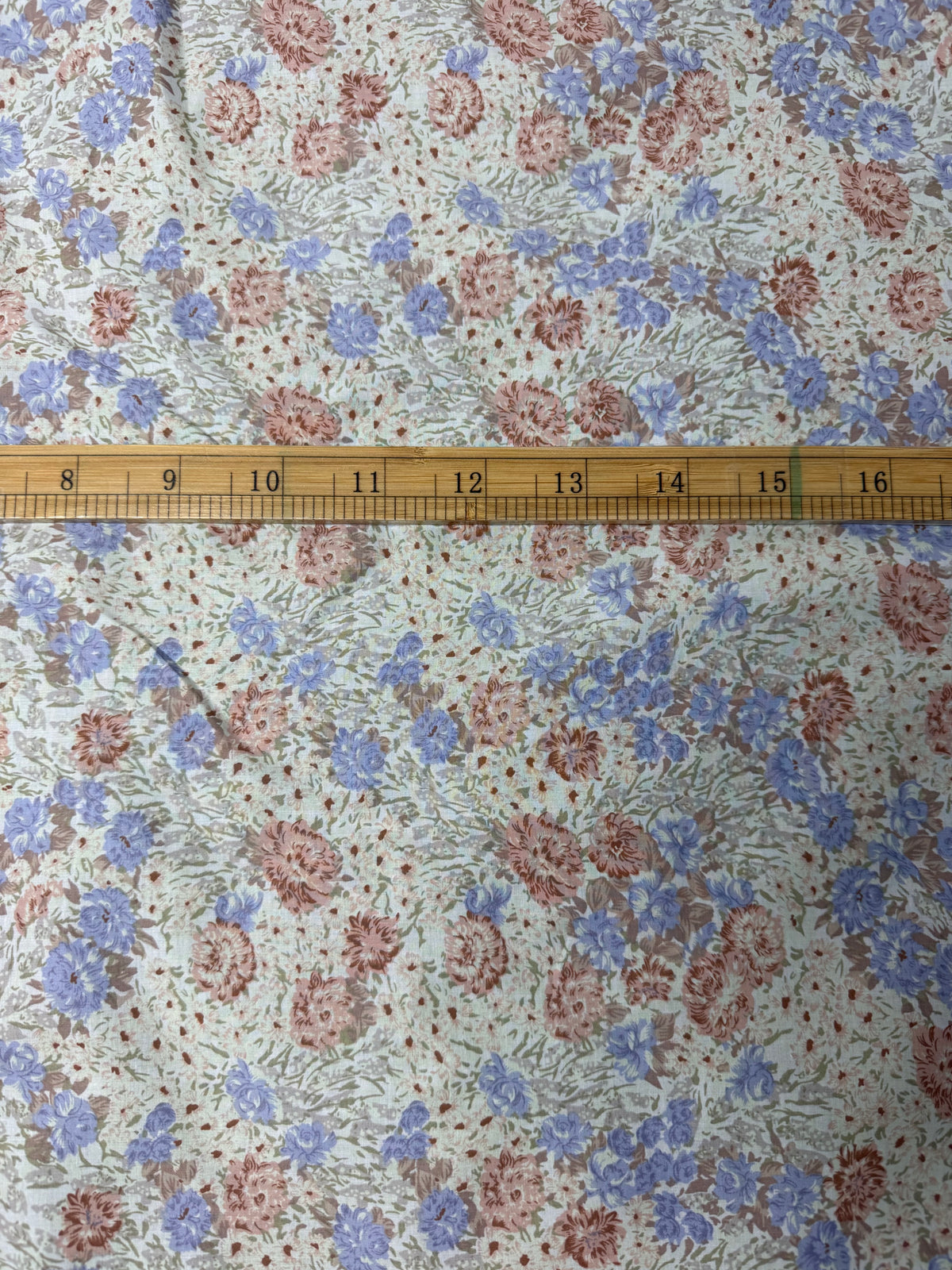 Blue & Peach Cottage Floral Cotton Dress Fabric | Sold by the Metre