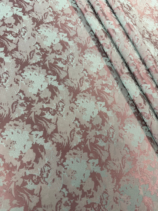 Mint Green Floral Jacquard Brocade Fabric | Sold by the Metre