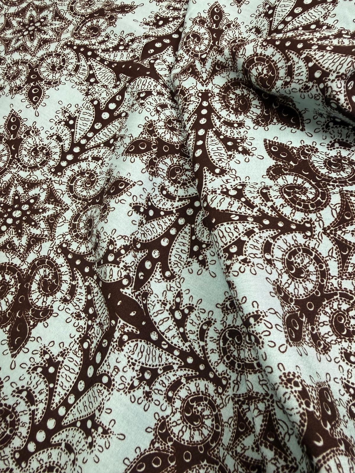 Brown Paisley Bandana Viscose Dress Fabric | Sold by the Metre