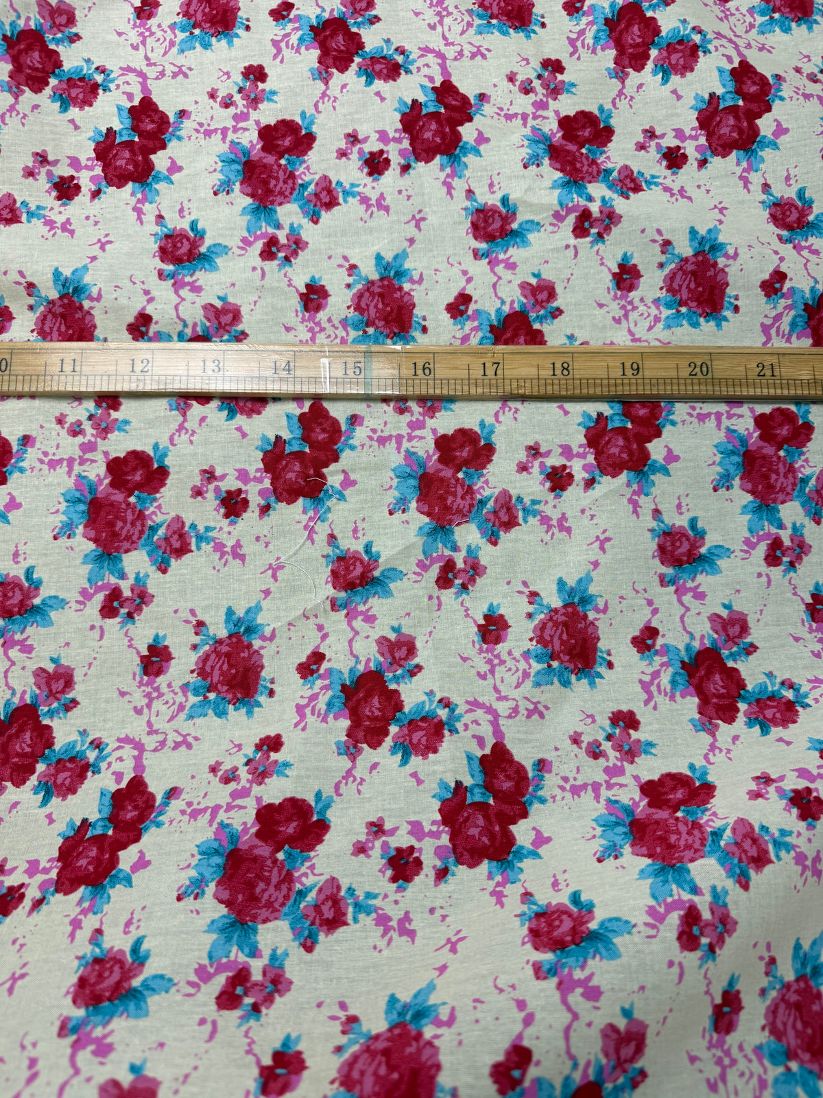 Magenta & Turquoise Rose Cotton Dress Fabric | Sold by the Metre