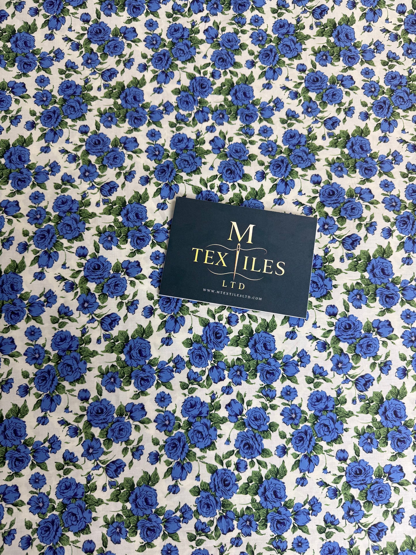 Red & Blue Rose Cotton Dress Fabric |  Sold by the Metre | 2 Colours Available