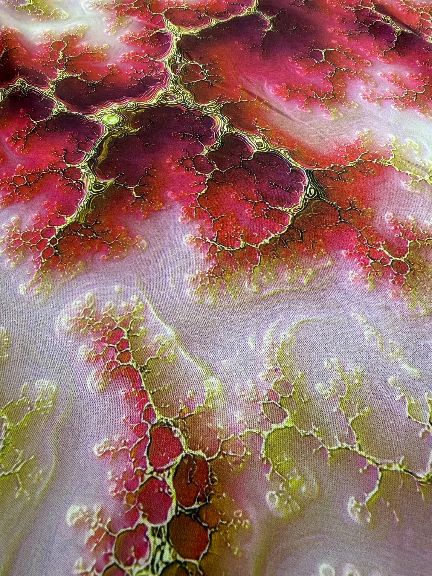 Magenta Marble Abstract Polyester Dress Fabric | Sold by the Metre