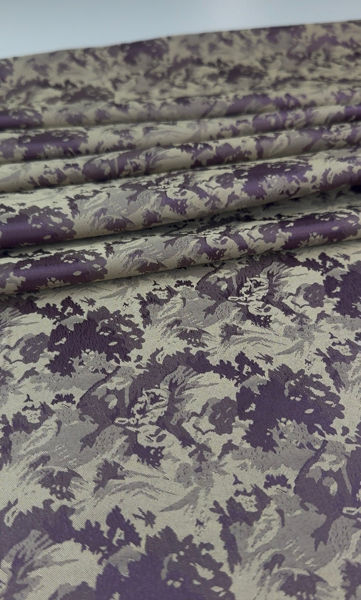 Purple & Olive Floral Jacquard Brocade Fabric | Sold by the Metre