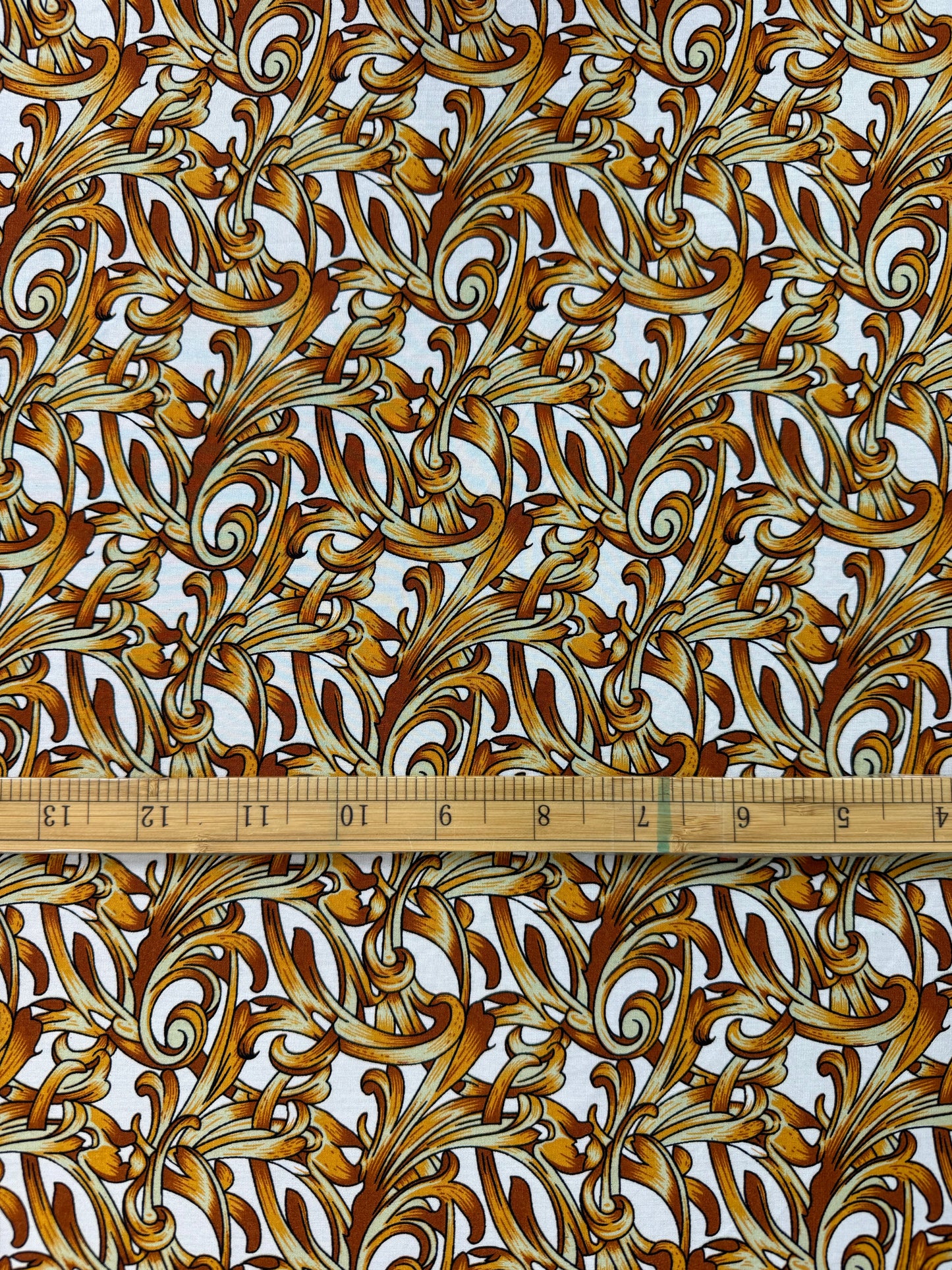 Baroque Scroll Viscose Dress Fabric | Sold by the Metre