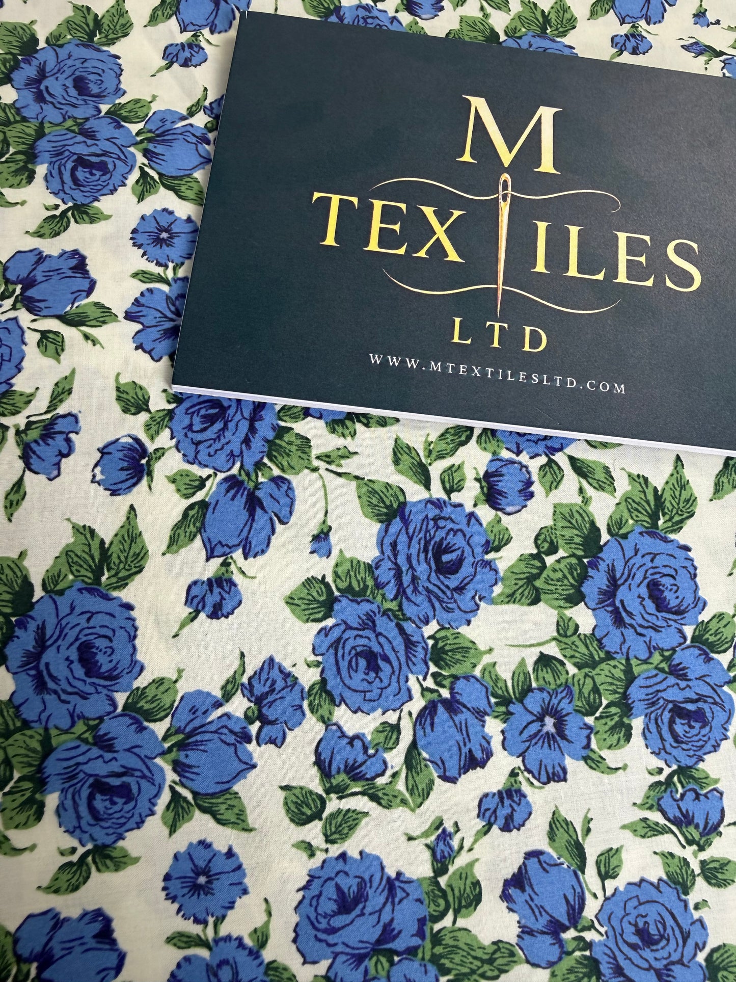 Red & Blue Rose Cotton Dress Fabric |  Sold by the Metre | 2 Colours Available