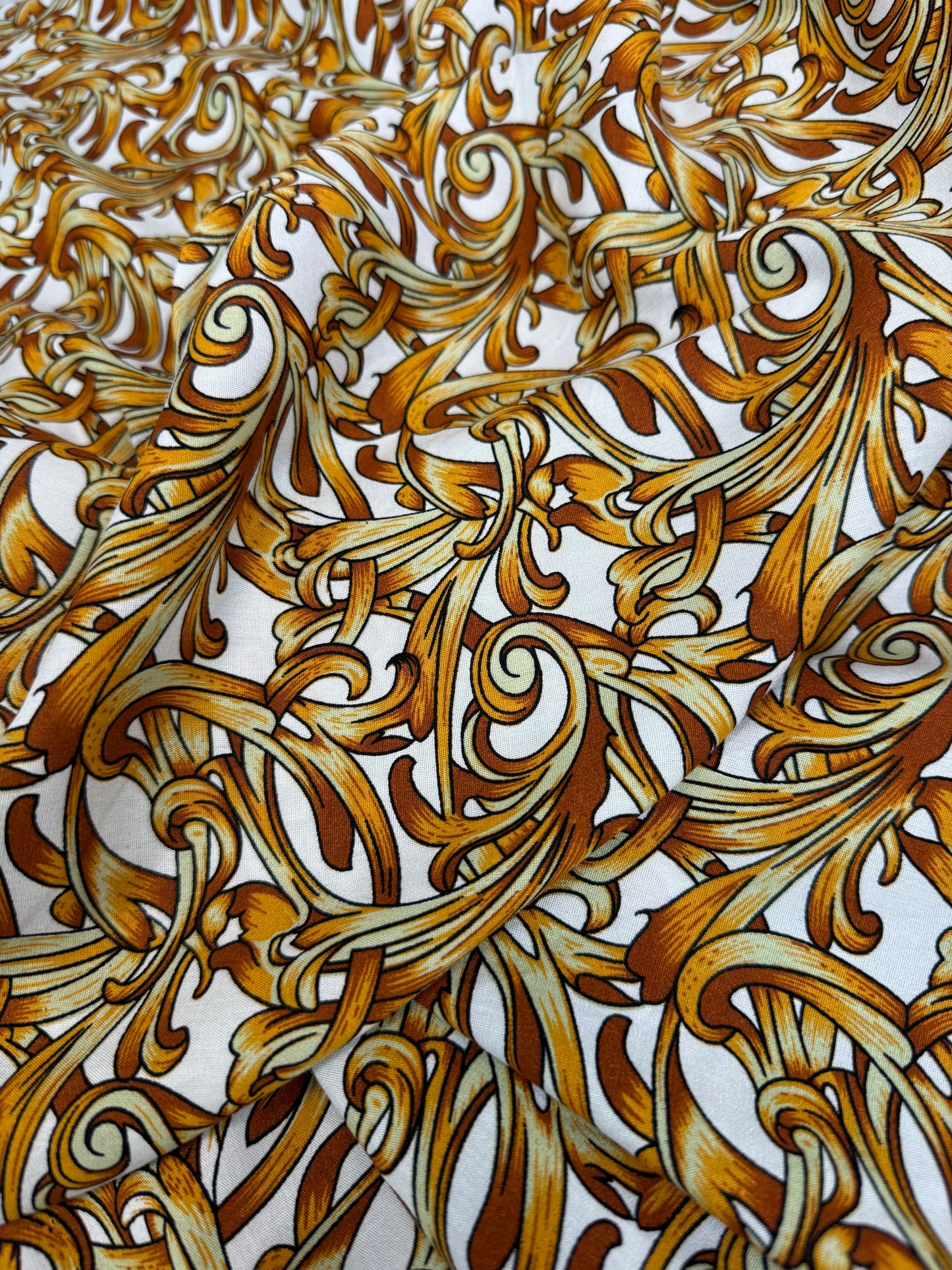 Baroque Scroll Viscose Dress Fabric | Sold by the Metre