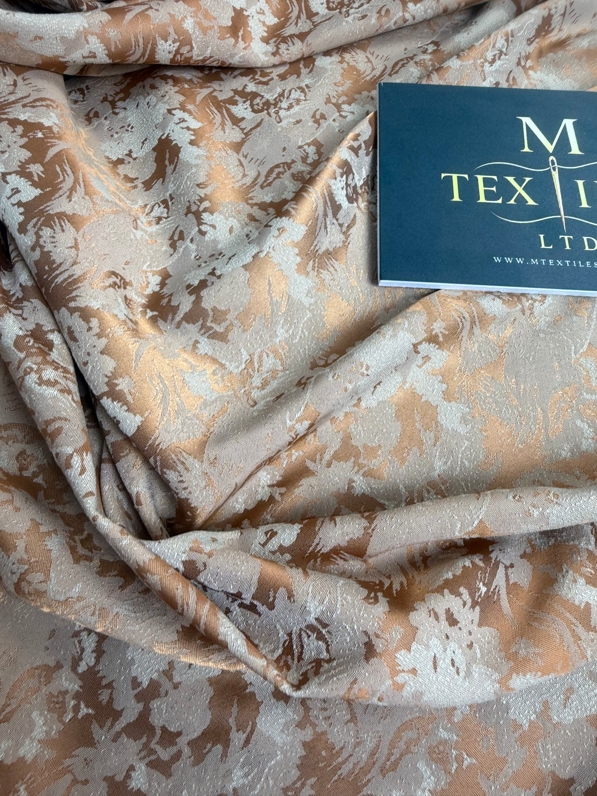 Gold & Cream Floral Jacquard Brocade Fabric | Sold by the Metre