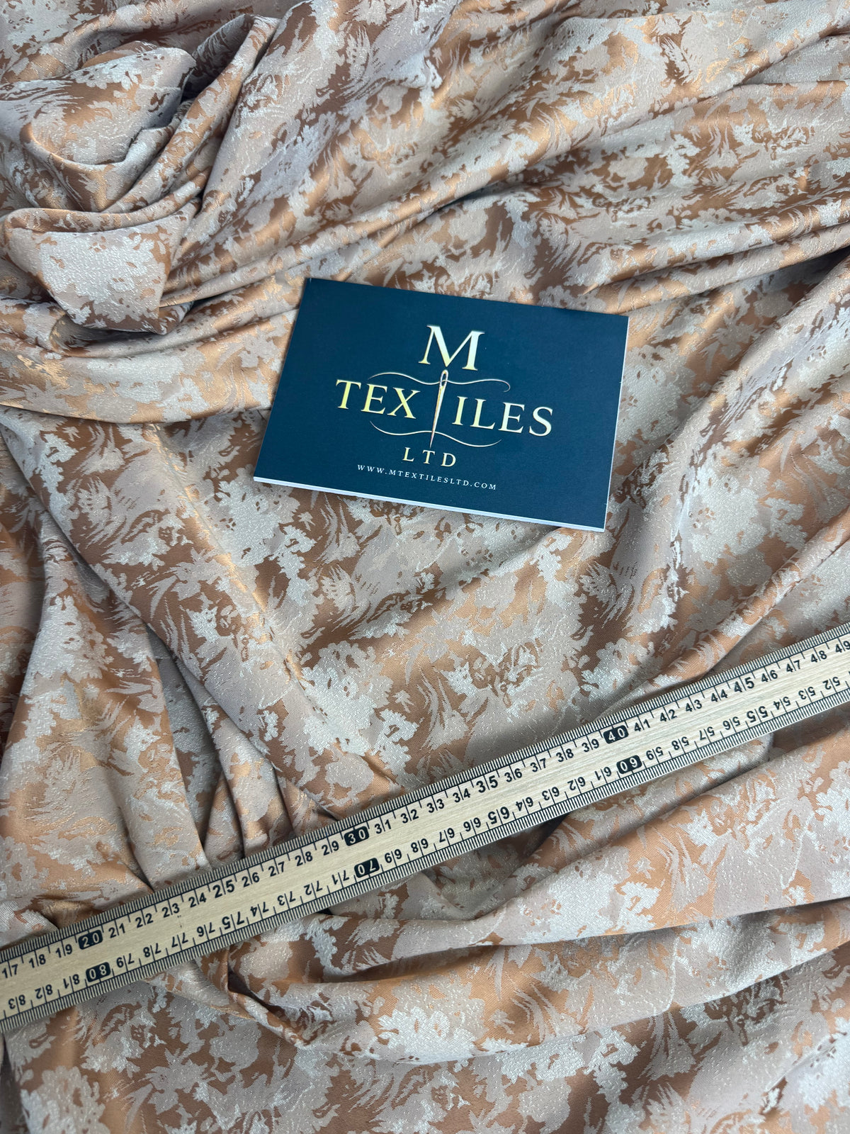 Gold & Cream Floral Jacquard Brocade Fabric | Sold by the Metre