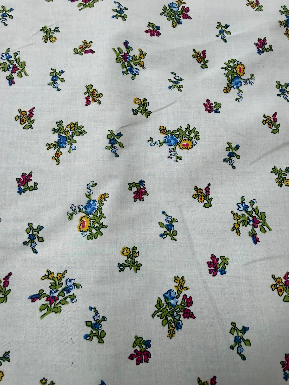 Folk Ditsy on Cream Cotton Dress Fabric | Sold by the Metre