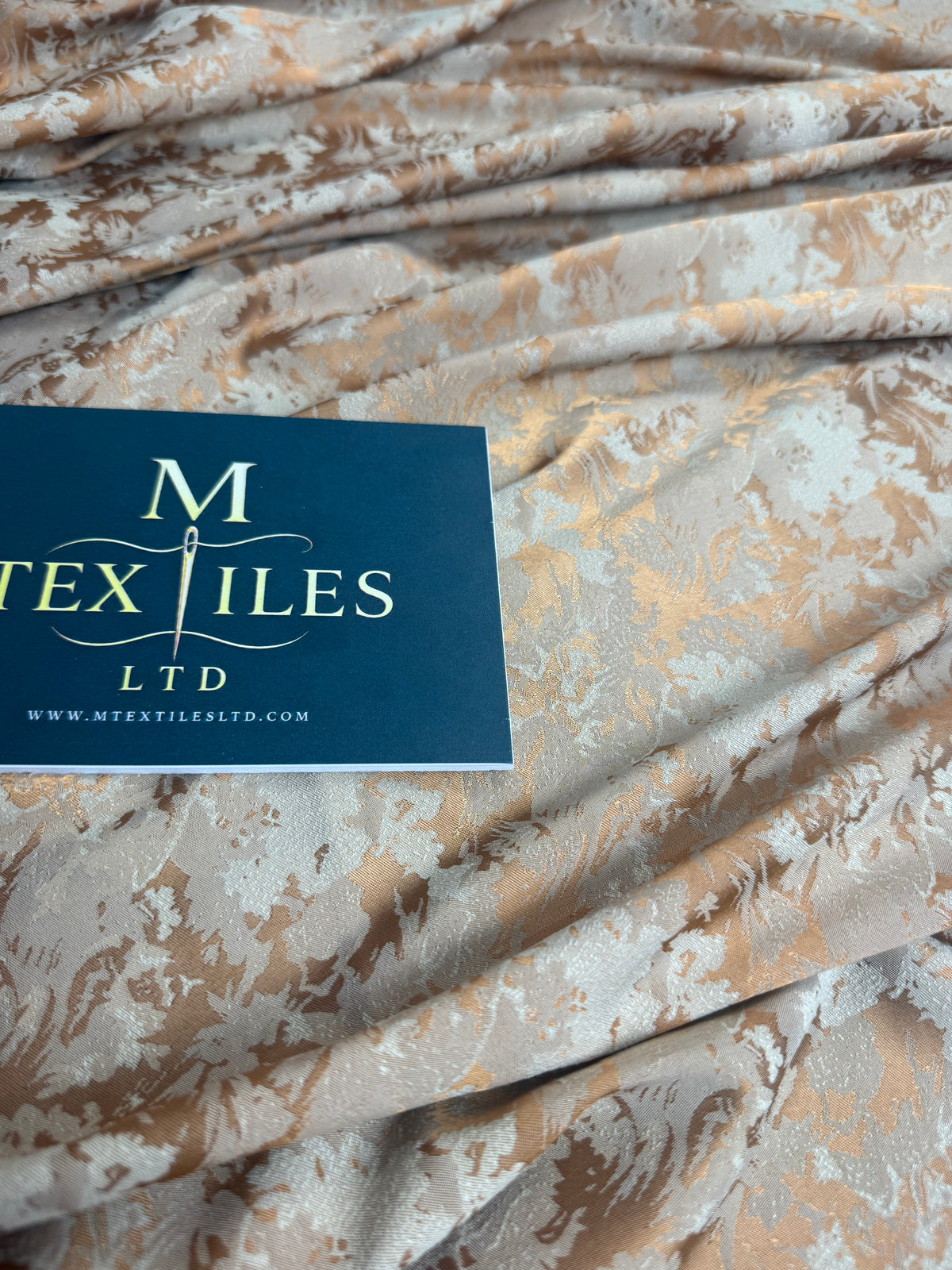 Gold & Cream Floral Jacquard Brocade Fabric | Sold by the Metre