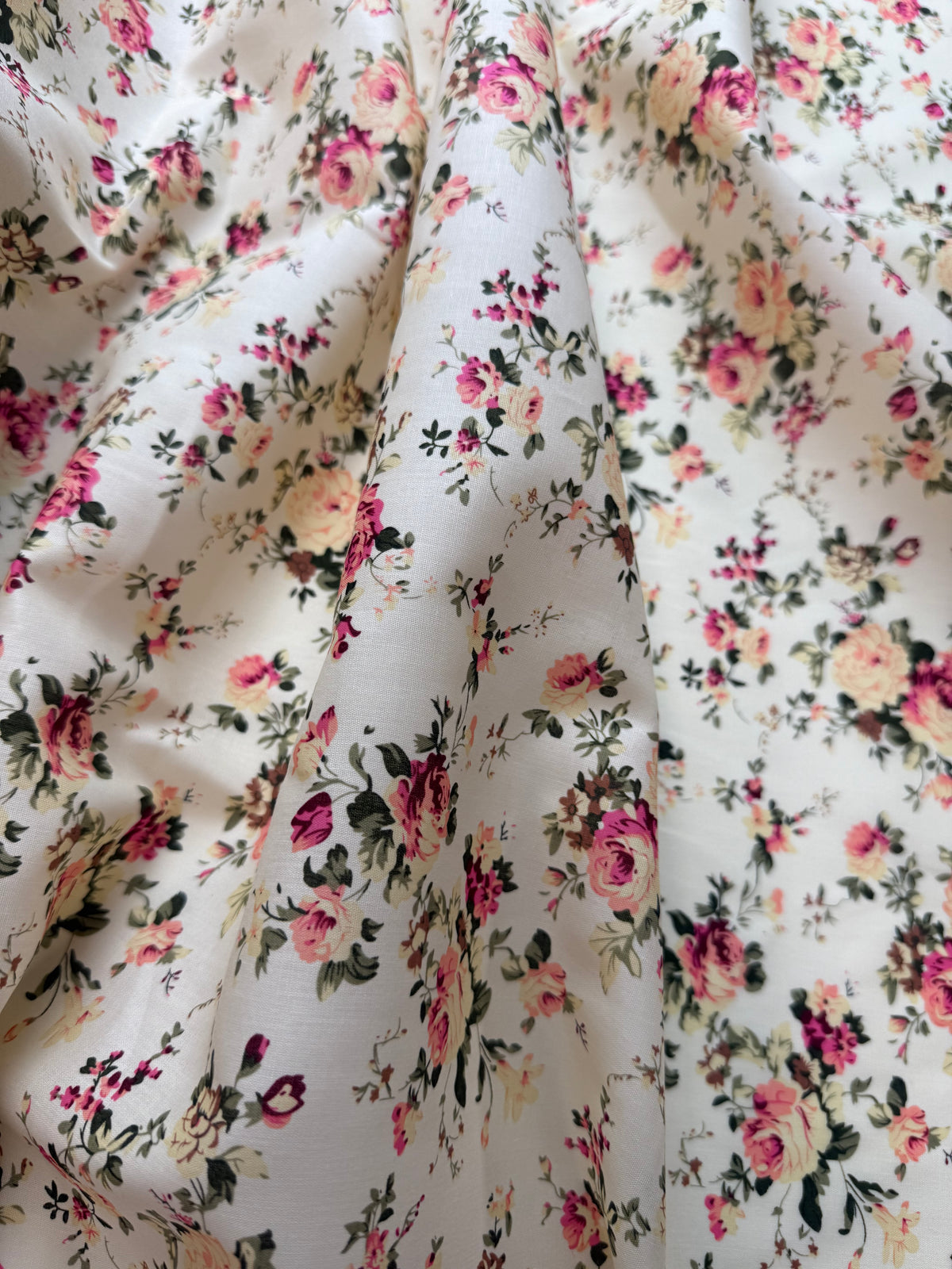 Vintage Rose Cotton Dress Fabric | Sold by the Metre