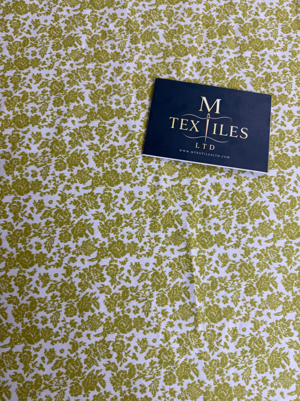 Olive & Taupe Ditsy Floral Cotton Dress Fabric | Sold by the Metre