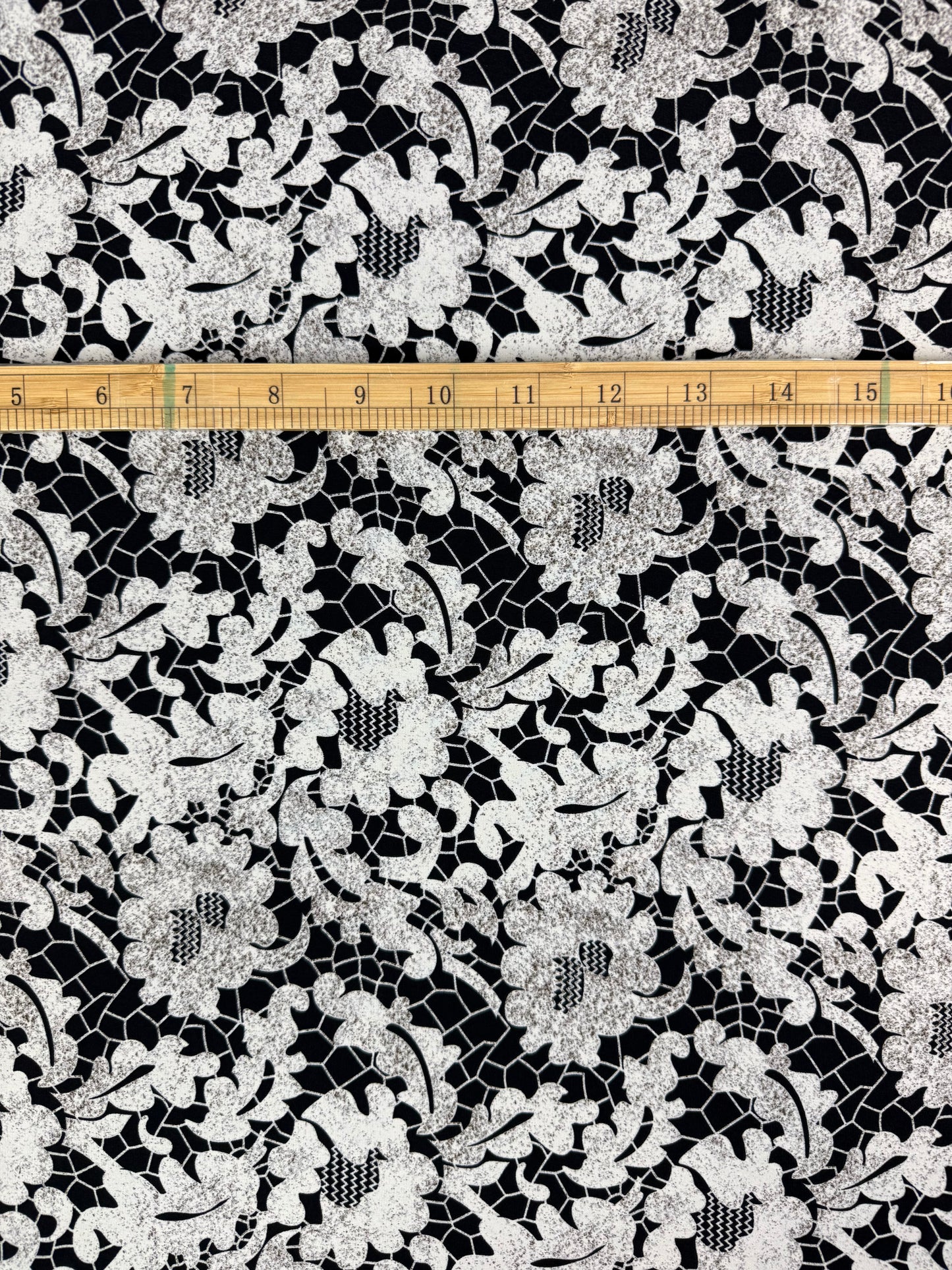Monochrome Abstract Floral Polyester Dress Fabric | Sold by the Metre