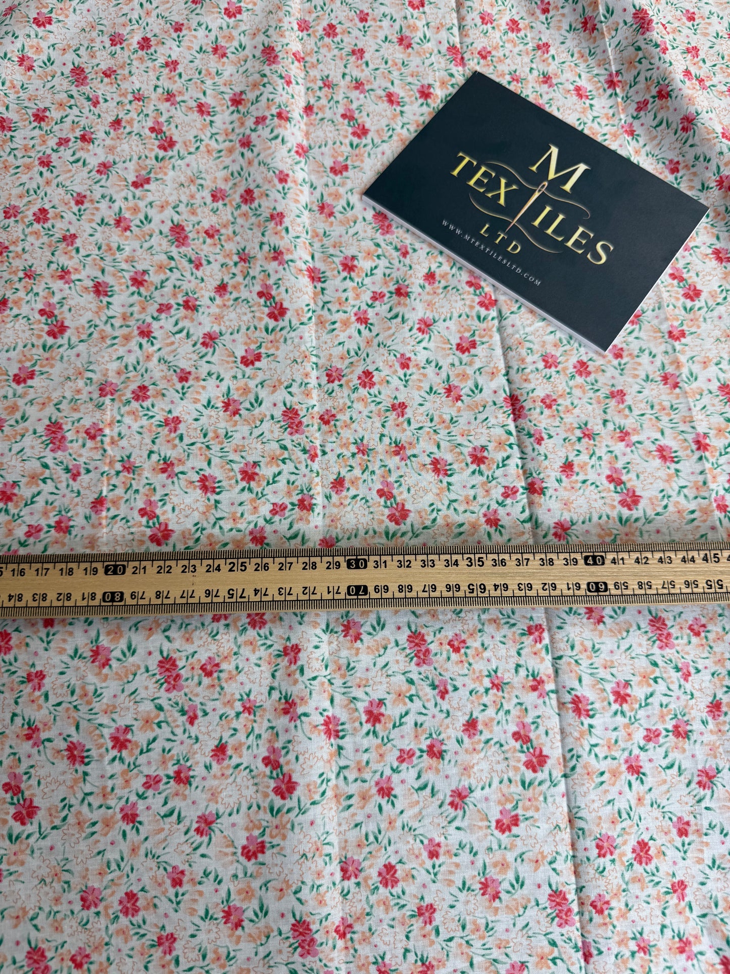 Pink Ditsy on Mint Cotton Dress Fabric | Sold by the Metre