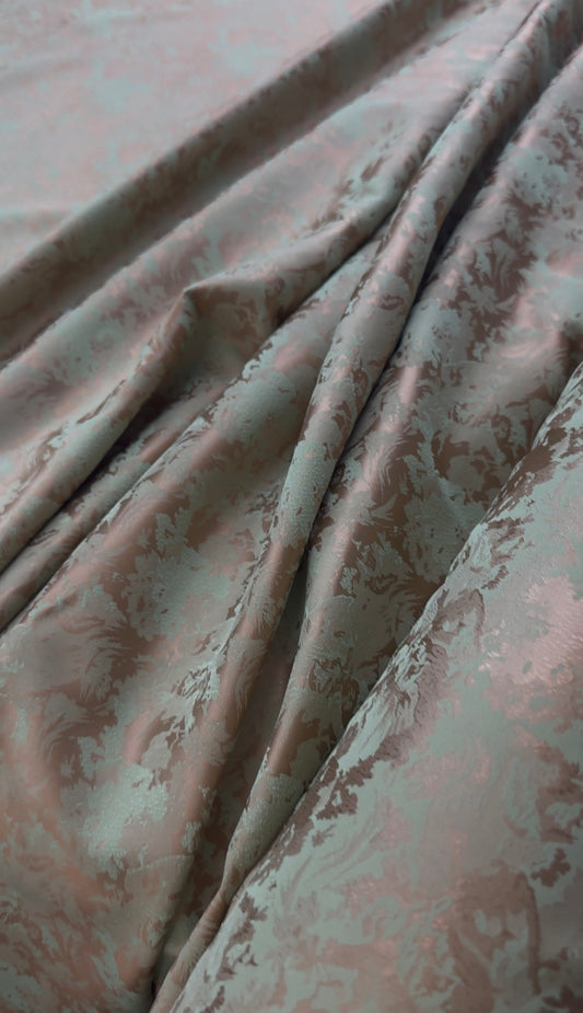 Celadon Green Floral Jacquard Brocade Fabric | Sold by the Metre