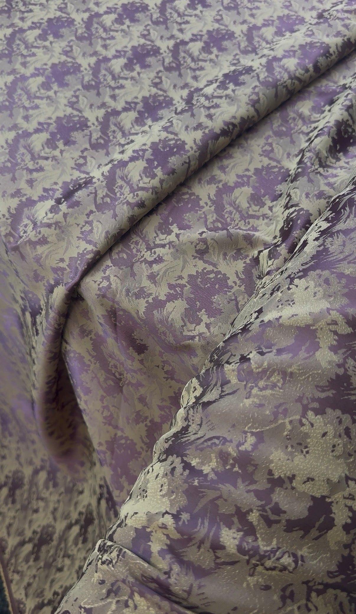 Purple & Olive Floral Jacquard Brocade Fabric | Sold by the Metre