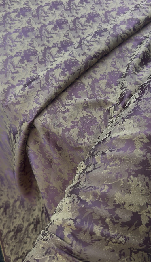 Purple & Olive Floral Jacquard Brocade Fabric | Sold by the Metre