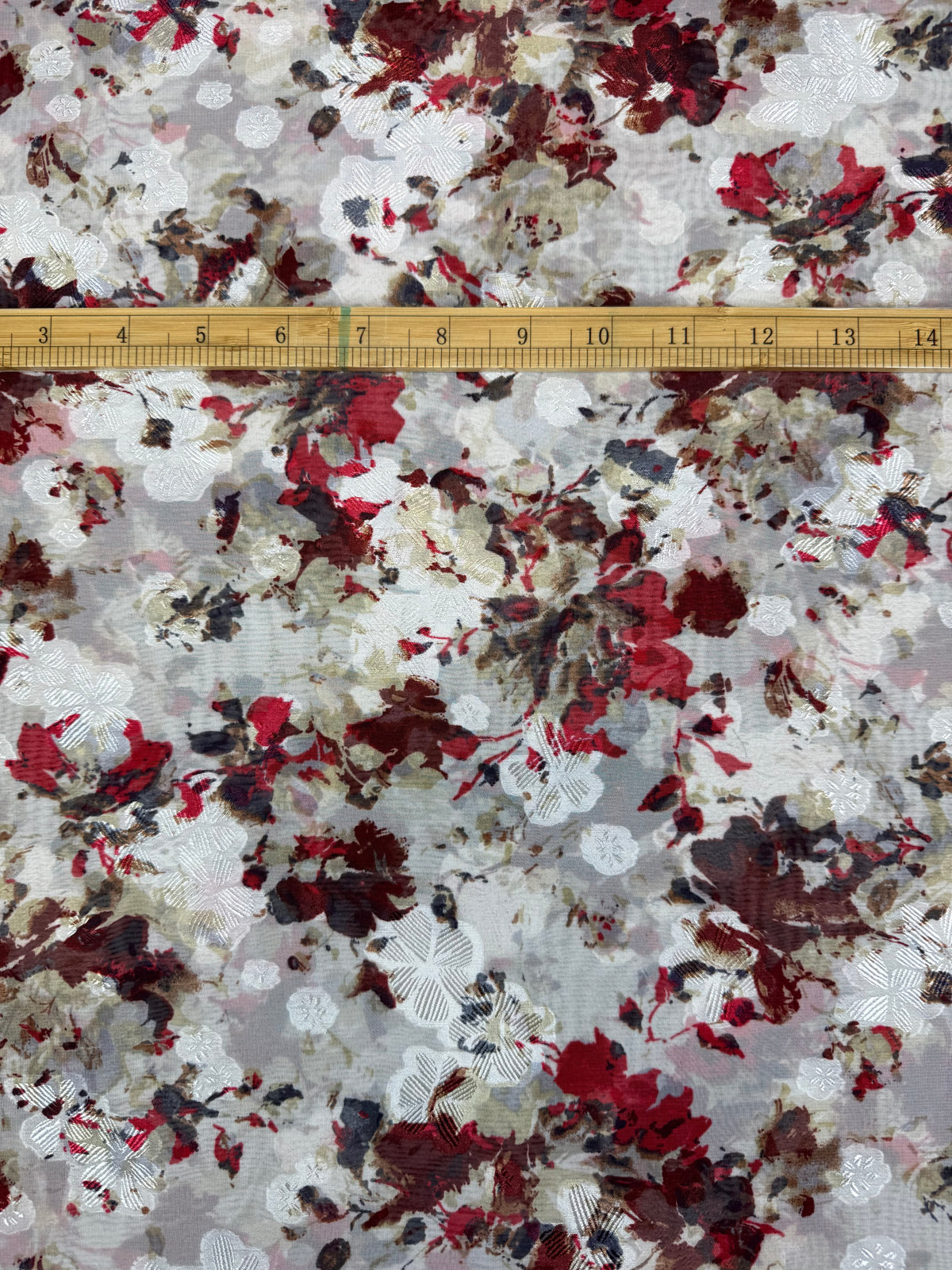 Burgundy Watercolour Chiffon Lurex Chiffon Fabric | Sold by the Metre
