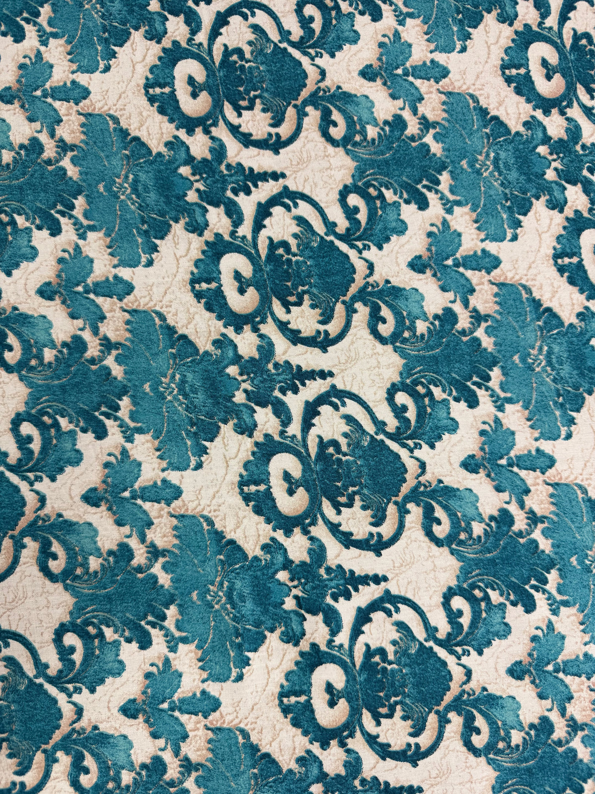 Teal Damask Viscose Dress Fabric | Sold by the Metre