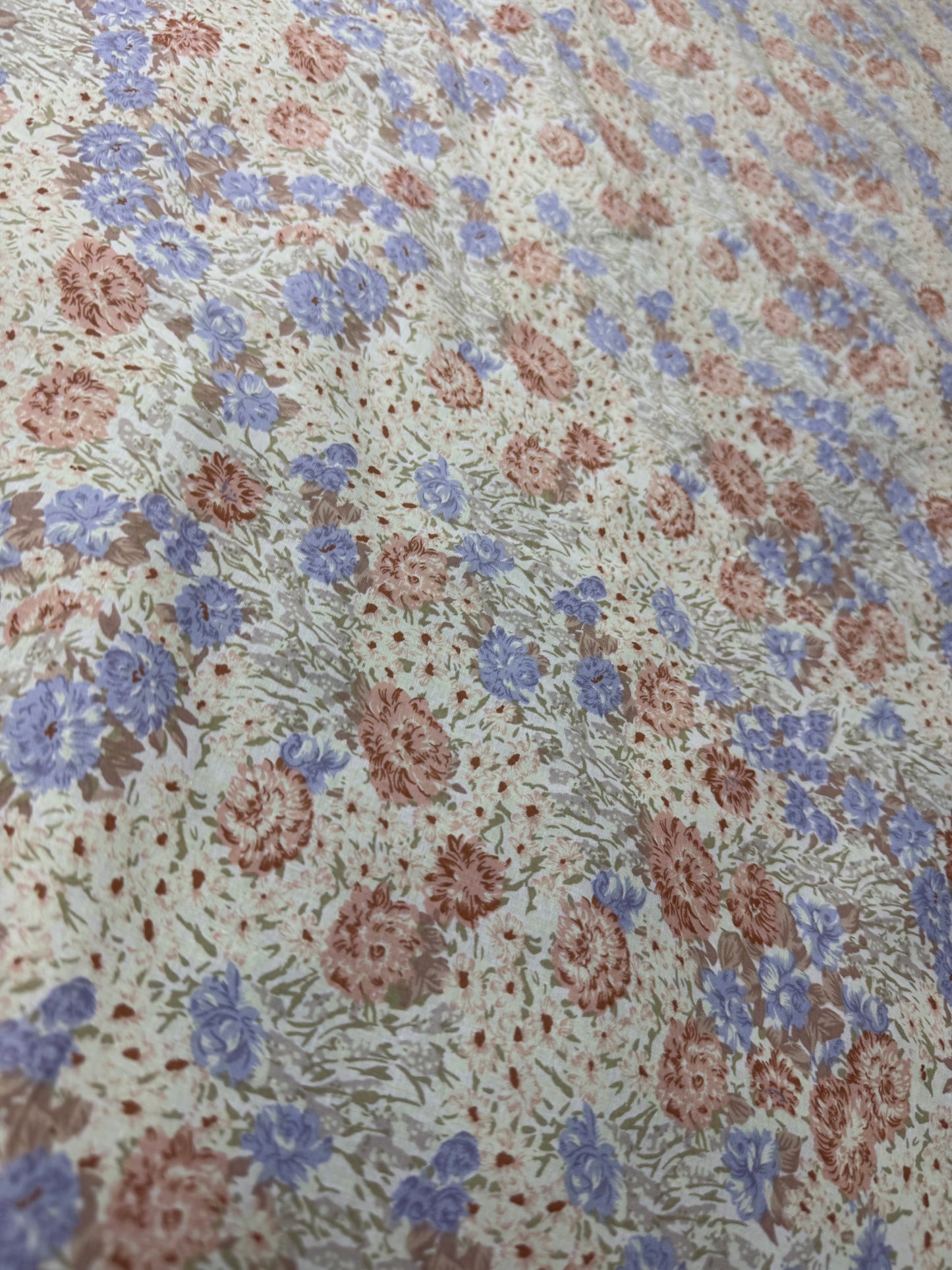 Blue & Peach Cottage Floral Cotton Dress Fabric | Sold by the Metre