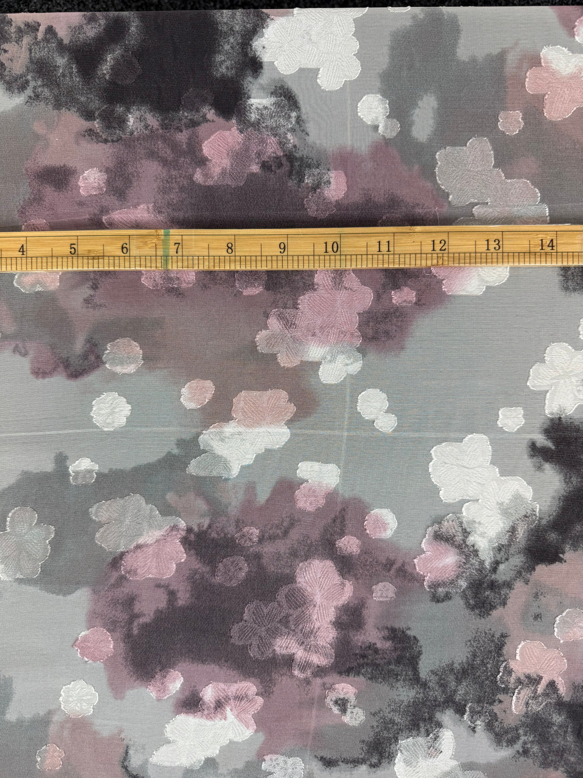 Blush & Grey Watercolour Lurex Chiffon Fabric | Sold by the Metre