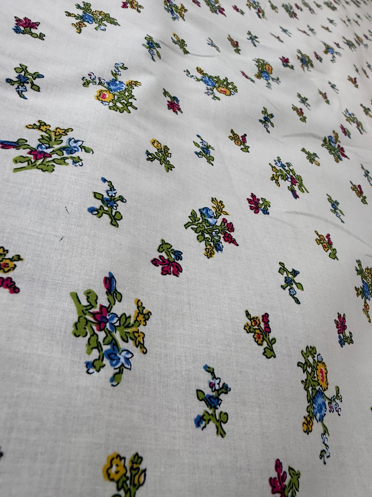 Folk Ditsy on Cream Cotton Dress Fabric | Sold by the Metre