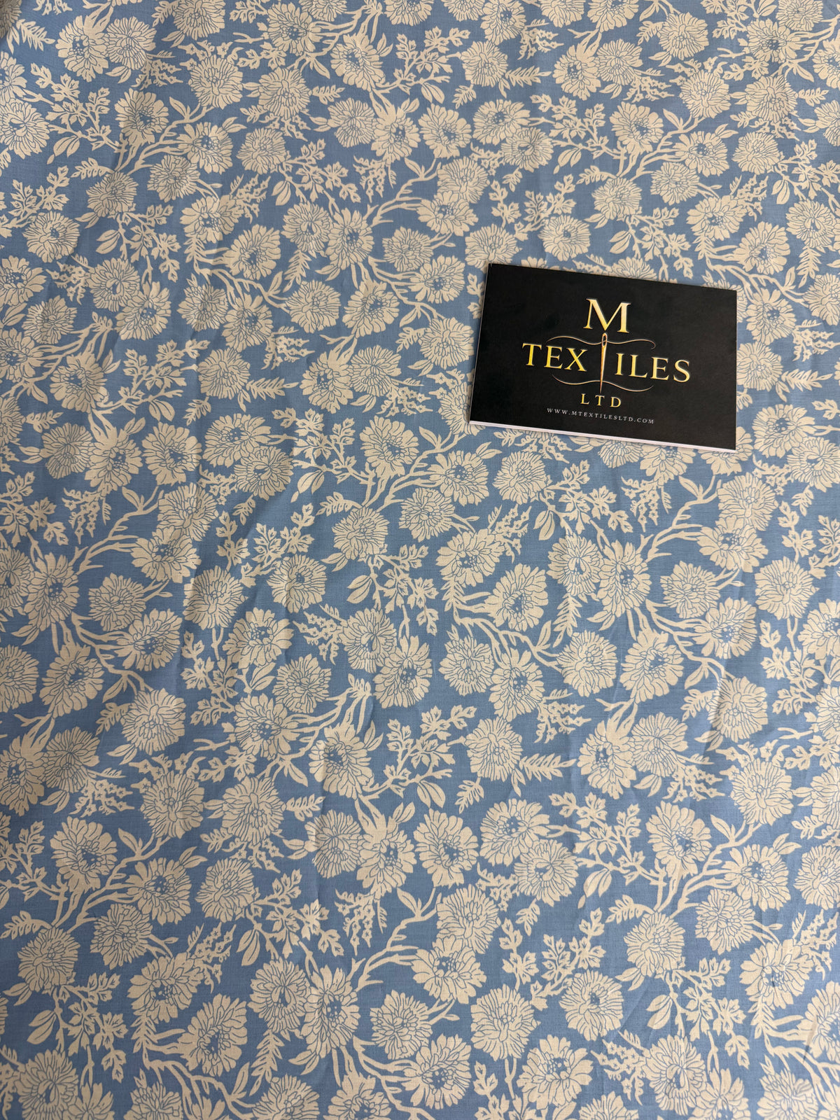 Cornflower & Cream Trailing Floral Cotton Dress Fabric | Sold by the Metre