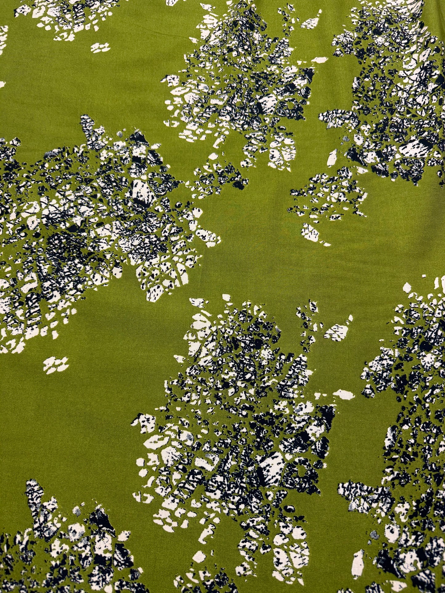 Olive Abstract Floral Viscose Dress Fabric | Sold by the Metre