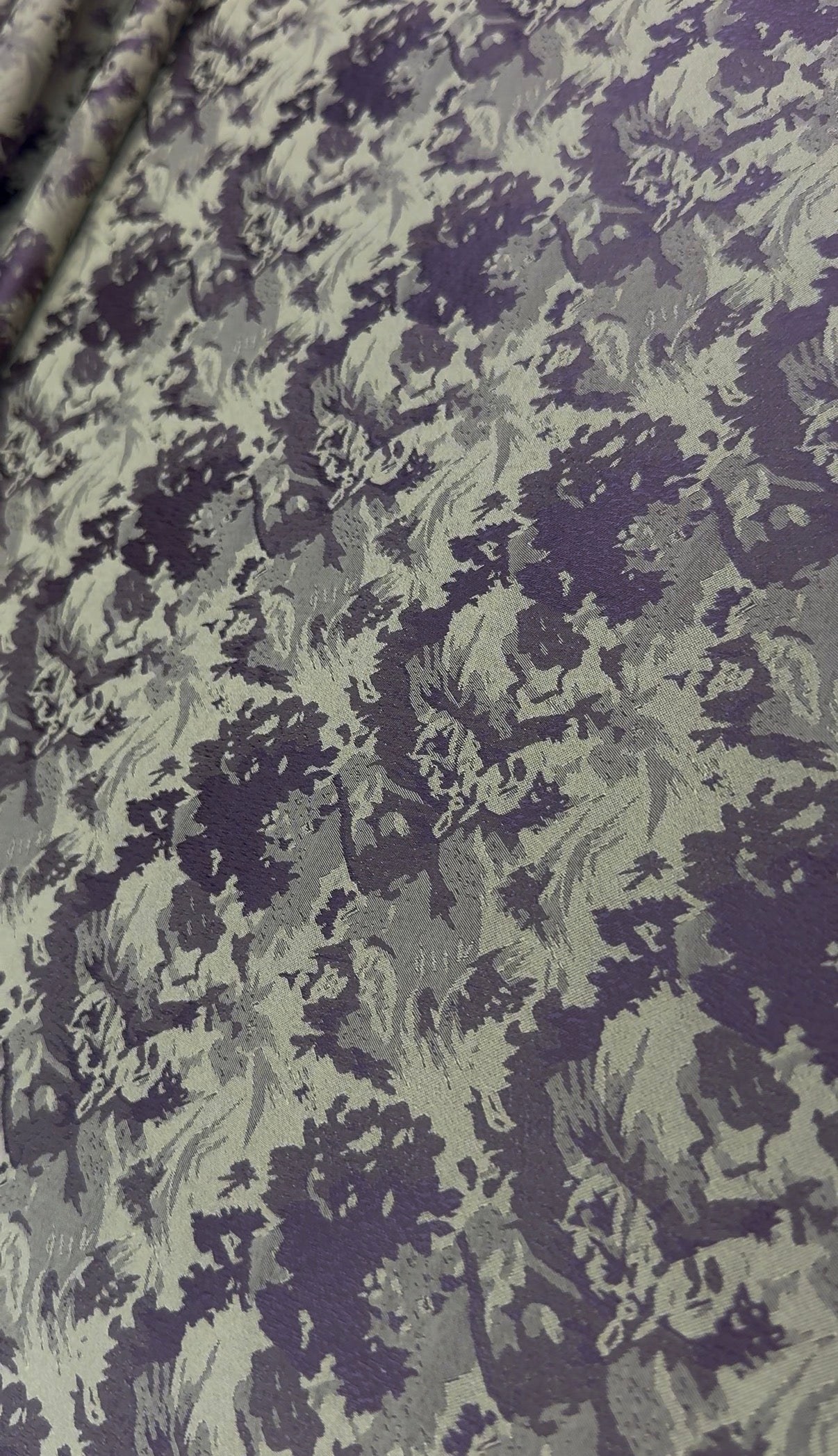 Purple & Olive Floral Jacquard Brocade Fabric | Sold by the Metre