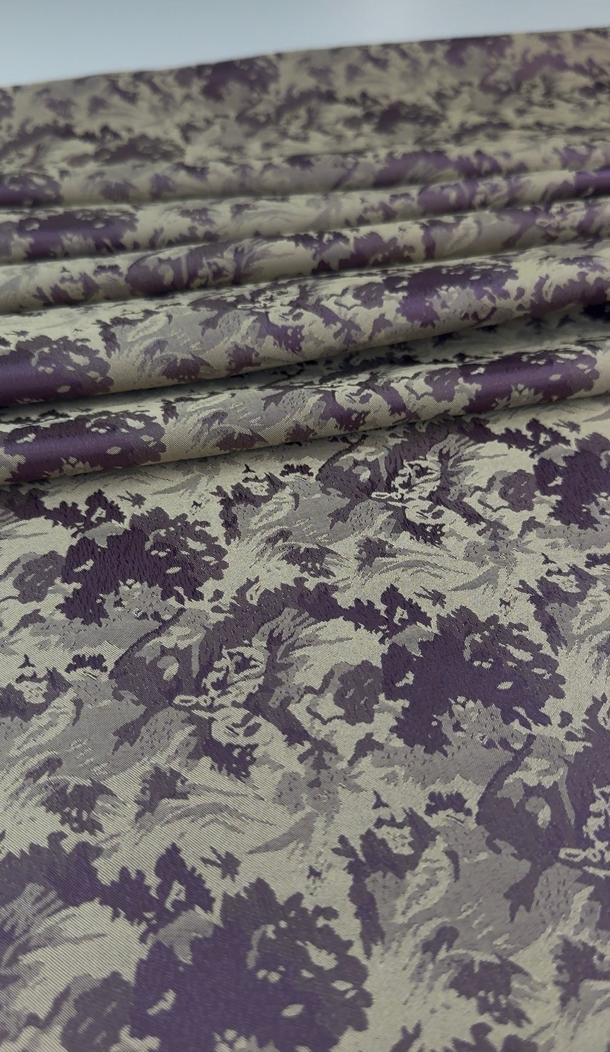 Purple & Olive Floral Jacquard Brocade Fabric | Sold by the Metre